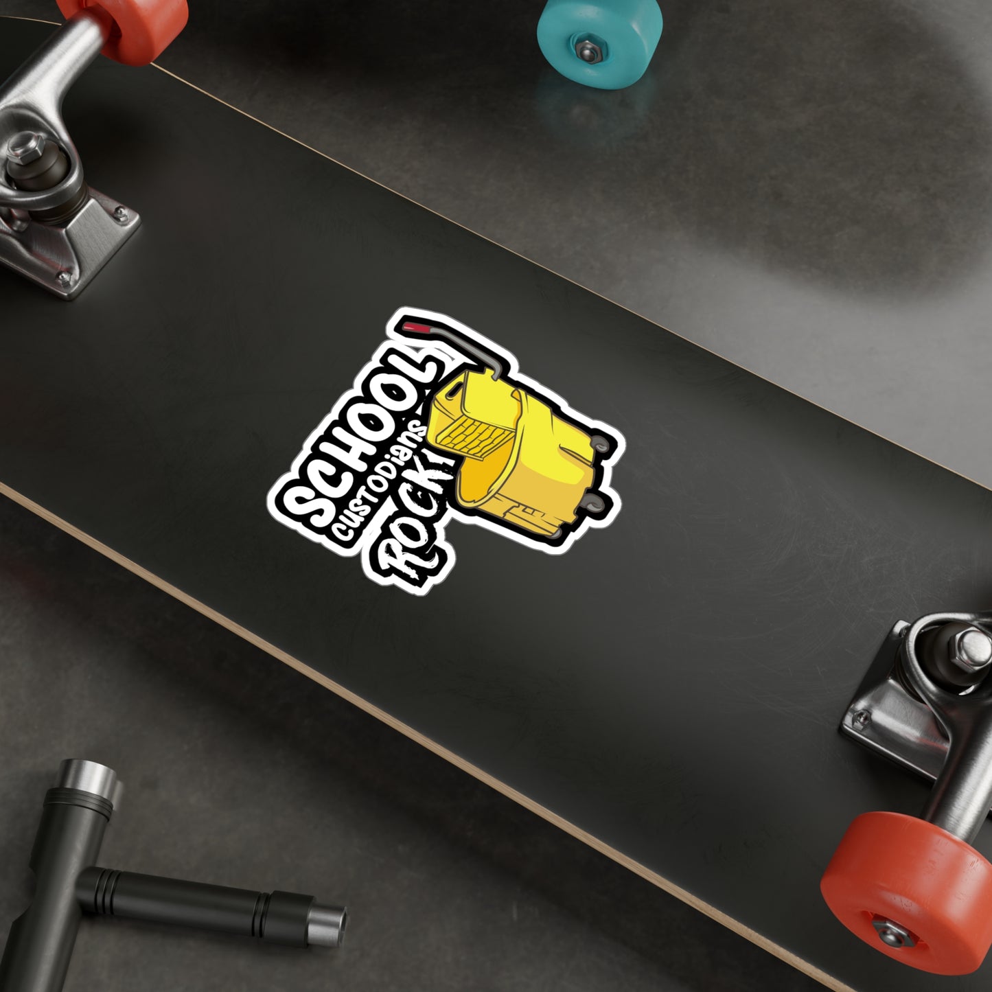 School Custodians Rock Janitor | Custodian Sticker | Housekeeping Decals | Housekeeper Laptop Sticker | Custodian Gift | Housekeeping Gift