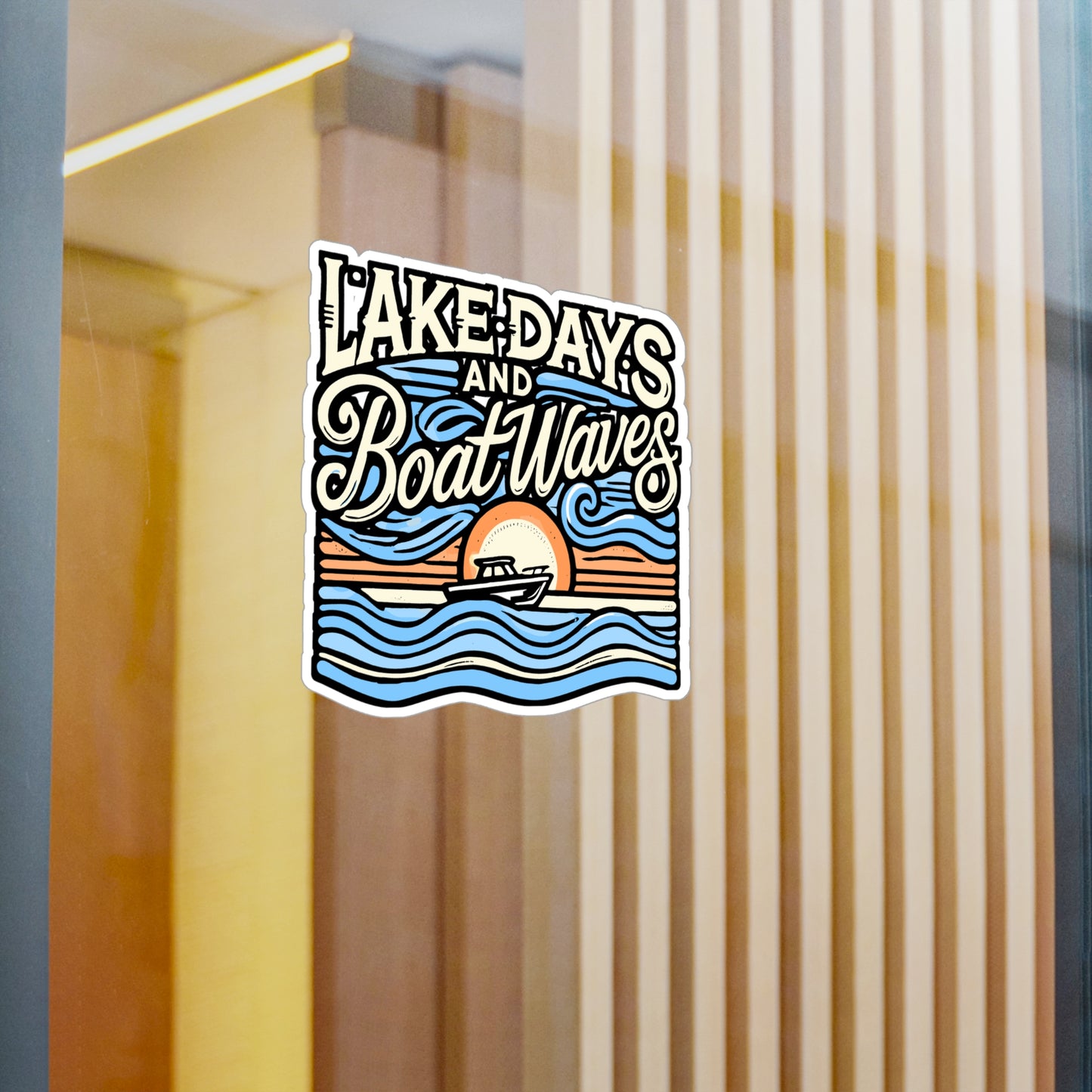 Lake Days & Boat Waves – Vinyl Boating Sticker for Laptop or Water Bottle | Lake Lover Gift, Boating Decal