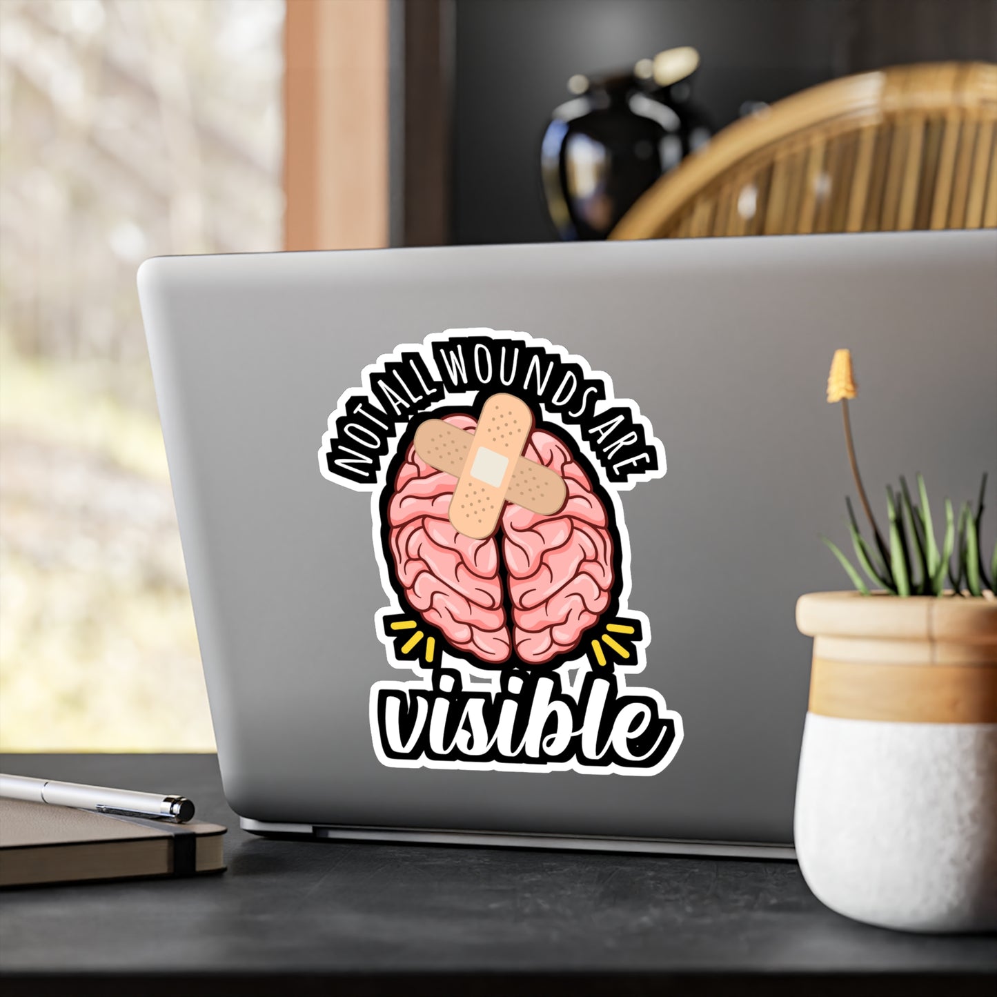 Not All Wounds Are Visible - Brain-surgery Sticker for Laptop Sticker. Water Bottle Sticker, Vinyl Skull Decal - Brain-surgery Gift