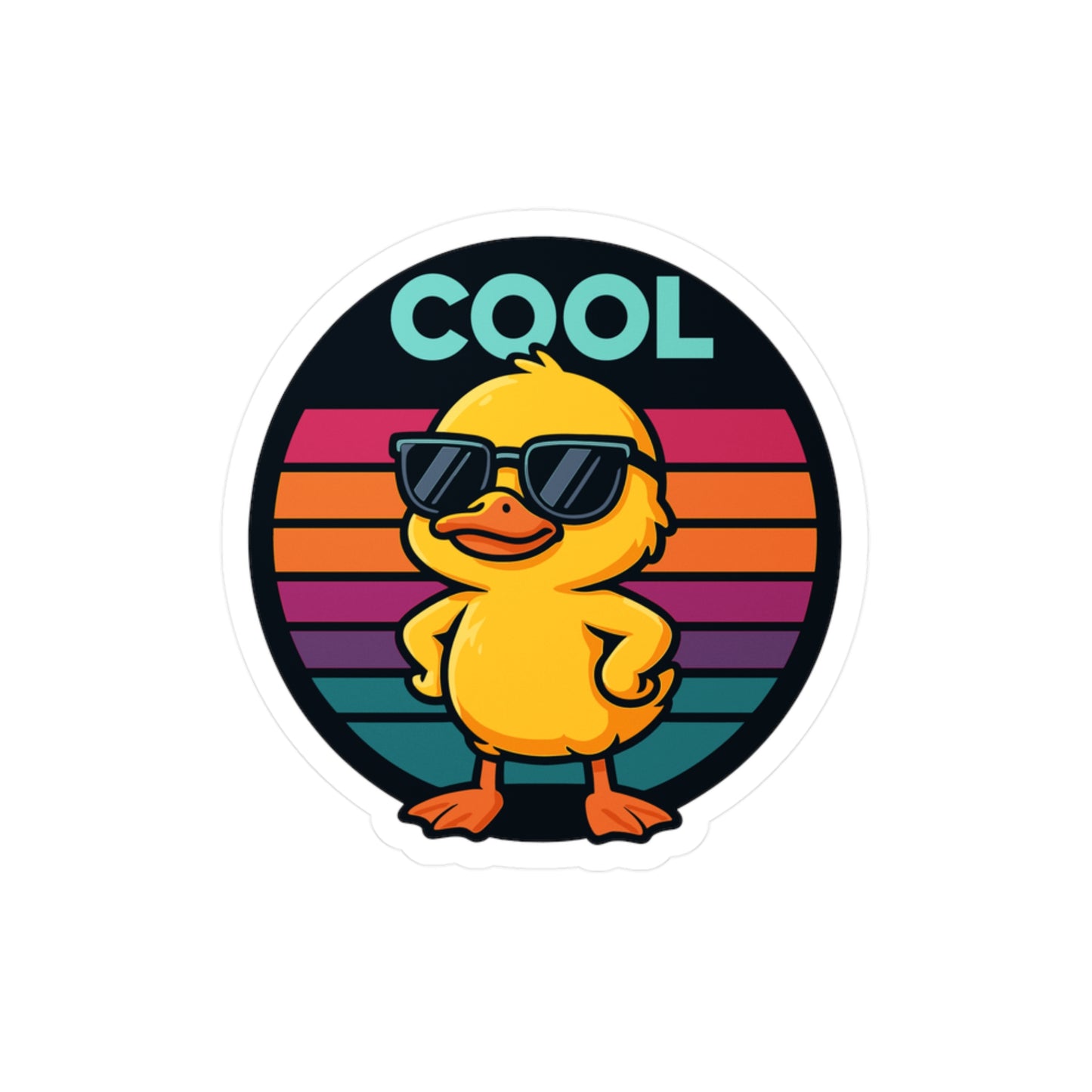 Cool Duck With Sunglasses - Duckling Sticker for Laptop & Water Bottle - Funny Gift for Kids & Animal Lovers