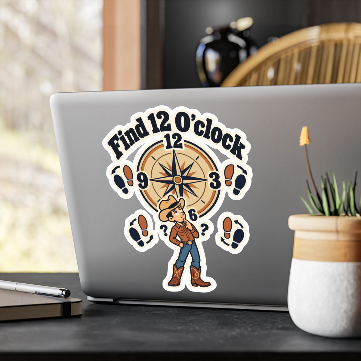 Line Dance Sticker - Find 12 O’clock Design for Country-Life Dancers, Western Decals for Laptop or Water Bottle