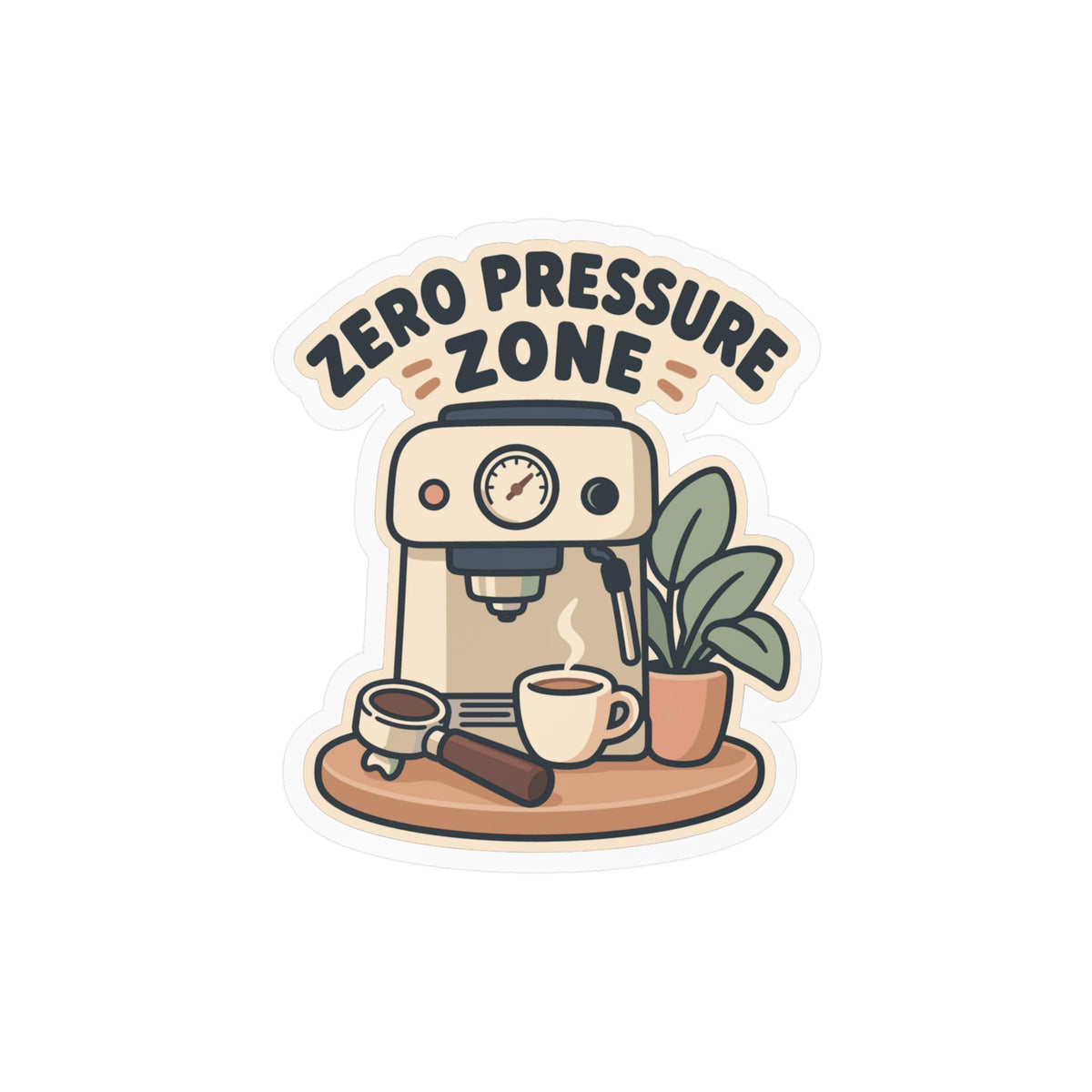 Espresso Sticker - Zero Pressure Zone Design, Coffee-Themed Decals for Grinder and Digital Scale