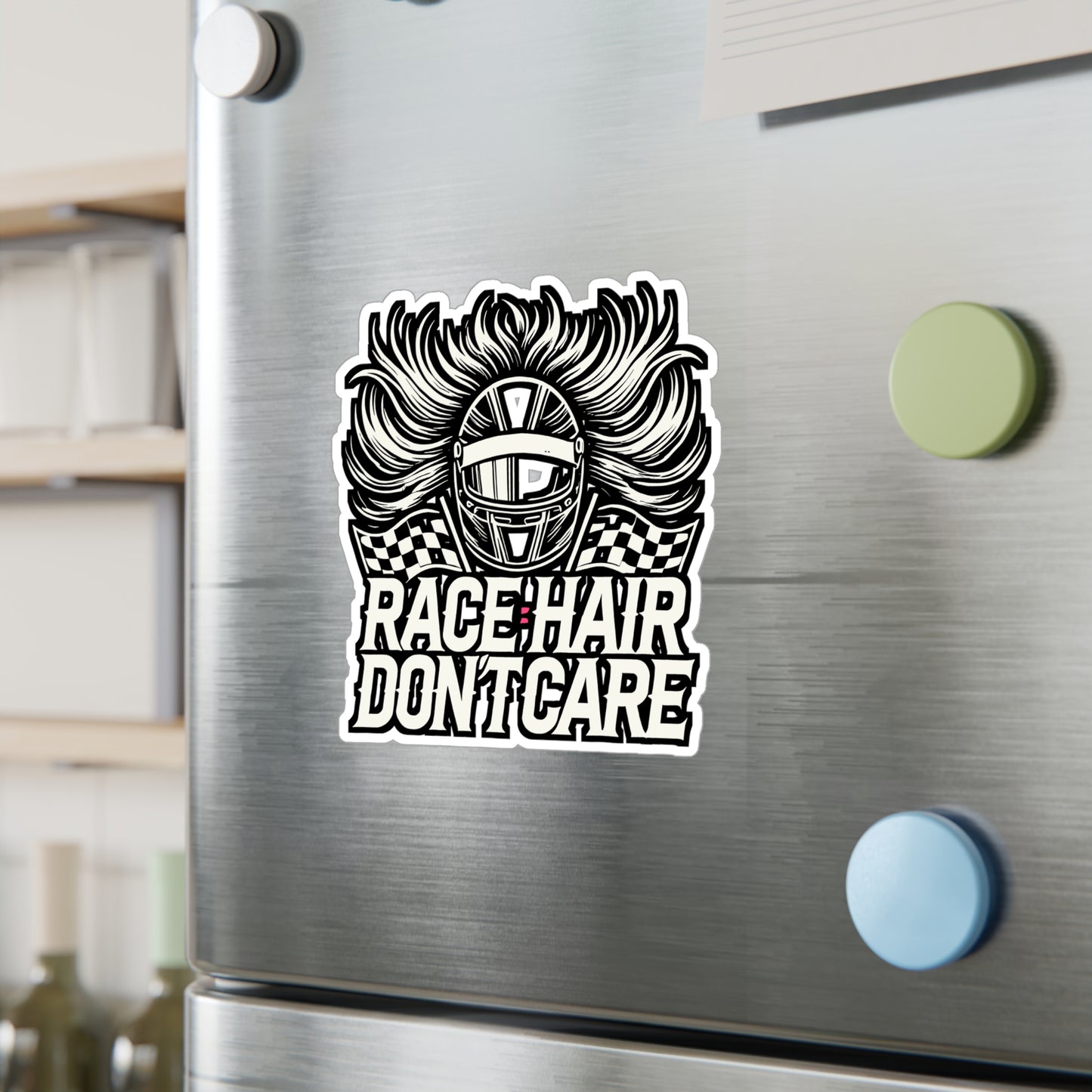 Race Hair Don't Care – Horsepower Sticker for Laptop & Water Bottle | Vinyl Street Racing Decal | Car Enthusiast Gift