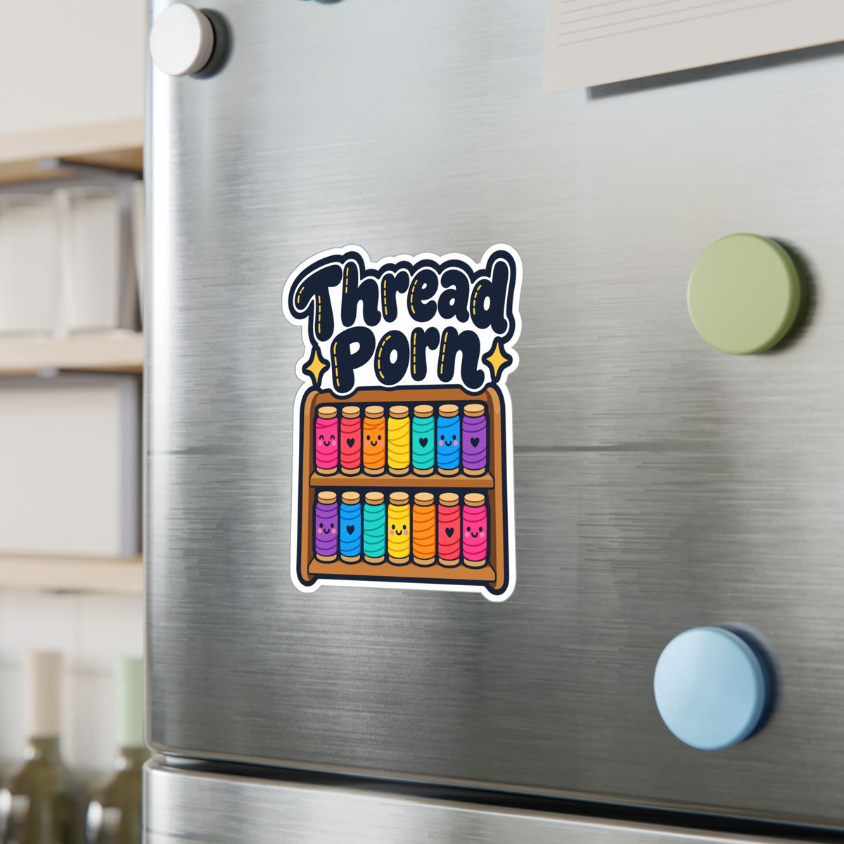 Embroidery Sticker with Thread Porn Design - Needlework and Stitching decals for Crafting Fans, Laptops and Water Bottles