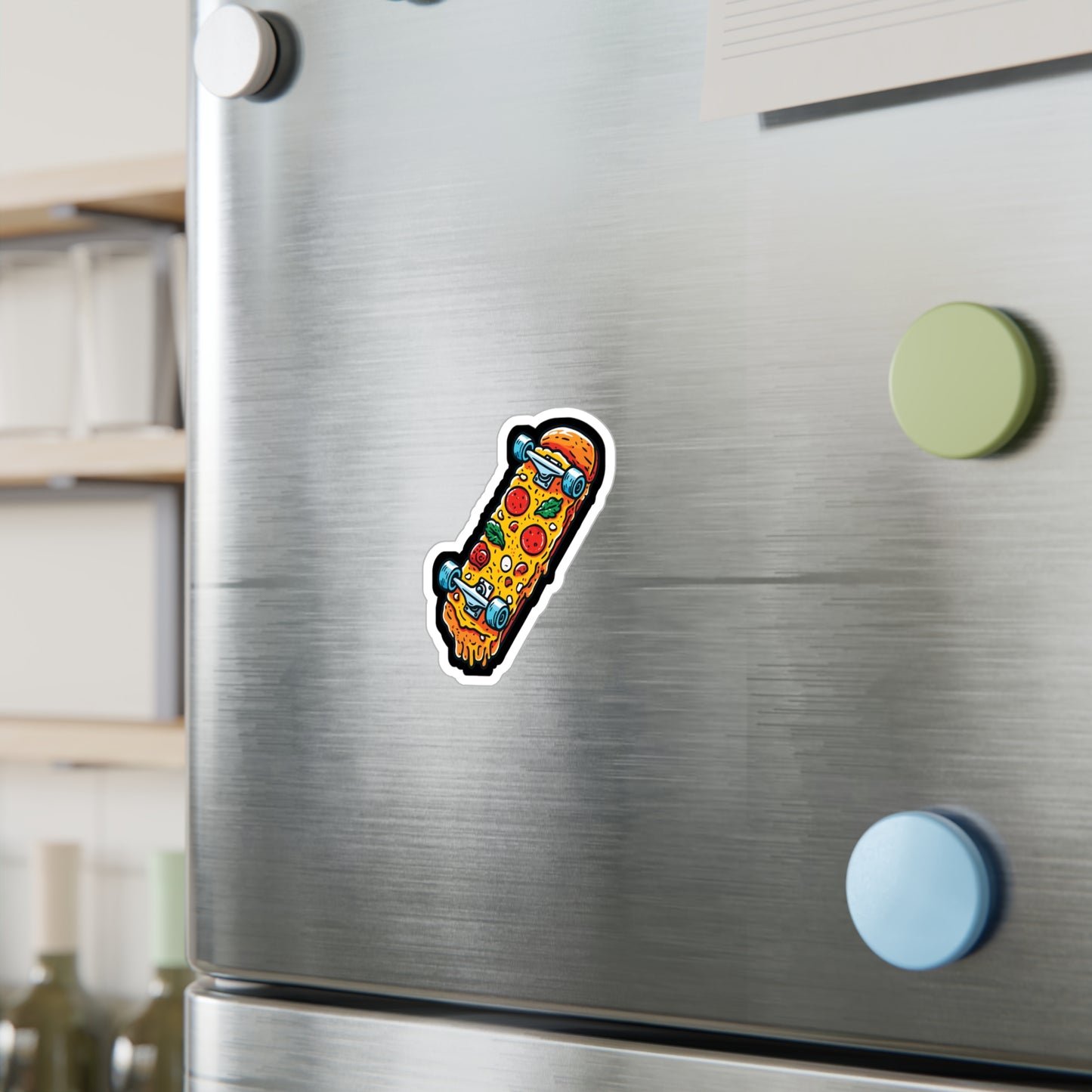 Pizza Skateboard - Skateboarding Sticker for Laptop Sticker. Water Bottle Sticker, Vinyl Skateboarder Decal - Skateboarding Gift