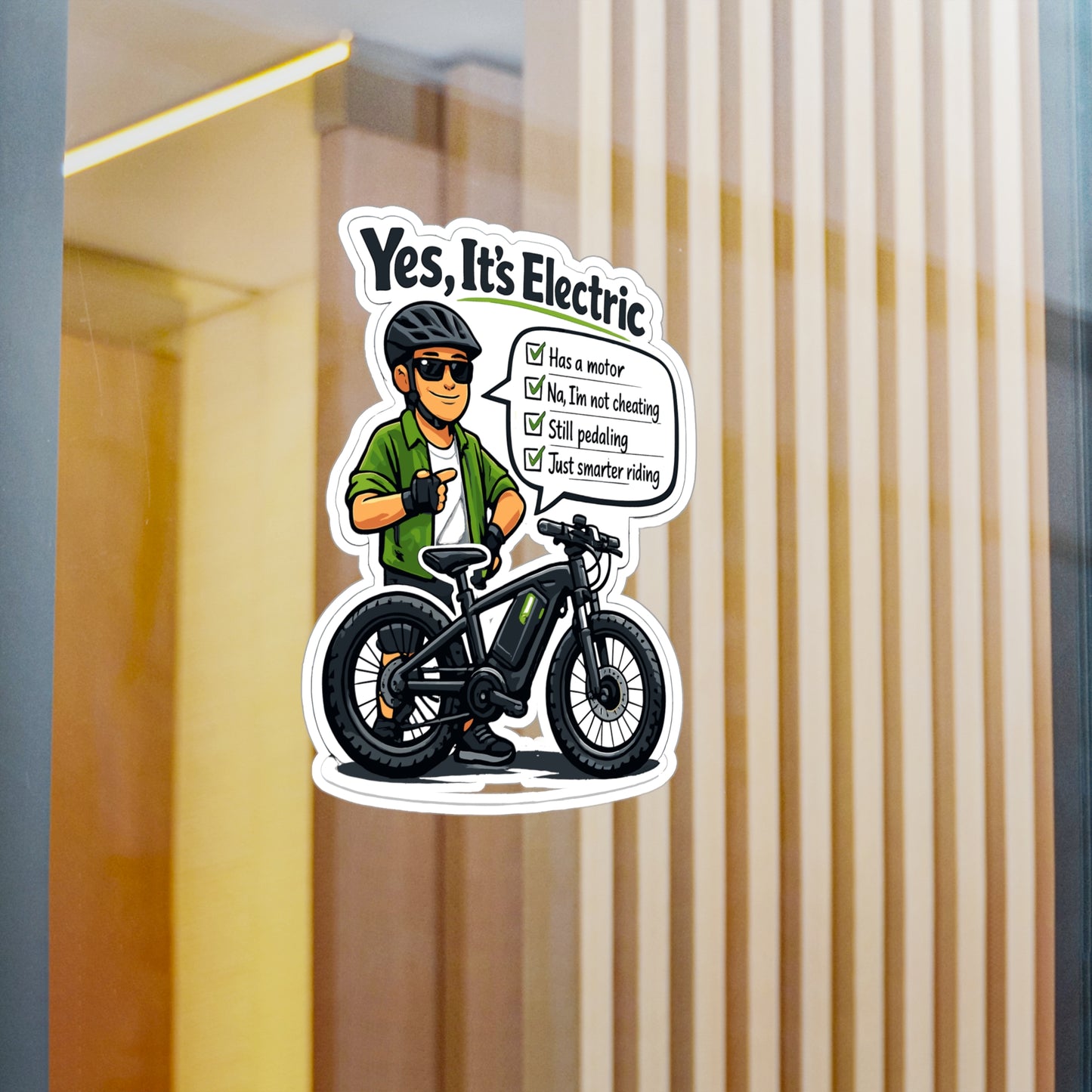 E-Bike Sticker Yes, It’s Electric - Waterproof Vinyl Decals for Electric Bike, Laptop, Water Bottle, eCycling e Cyclist