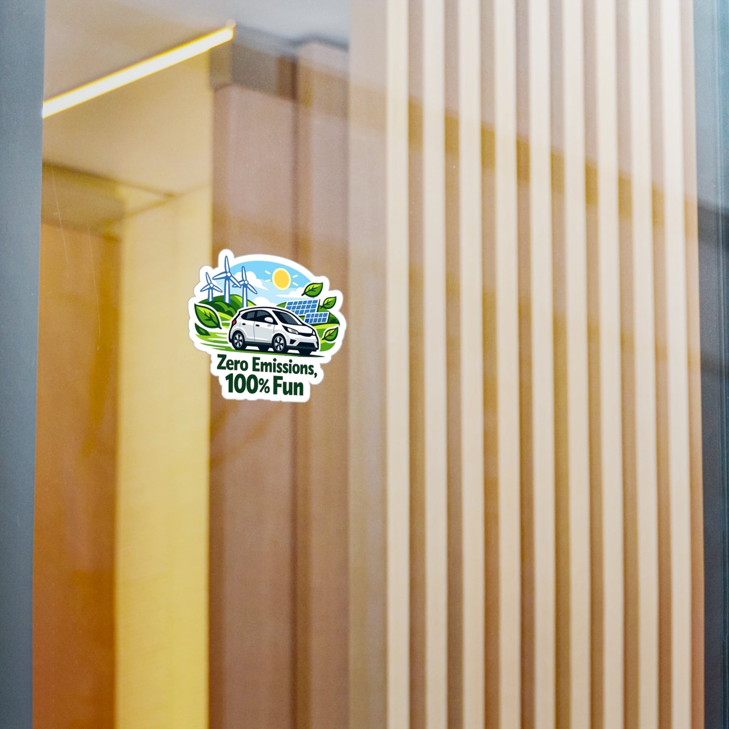 Electric Car Sticker - Zero Emissions, 100% Fun Vinyl Decals, Waterproof Rechargeable Battery Electric Vehicle Design for Laptop, Water Bottle