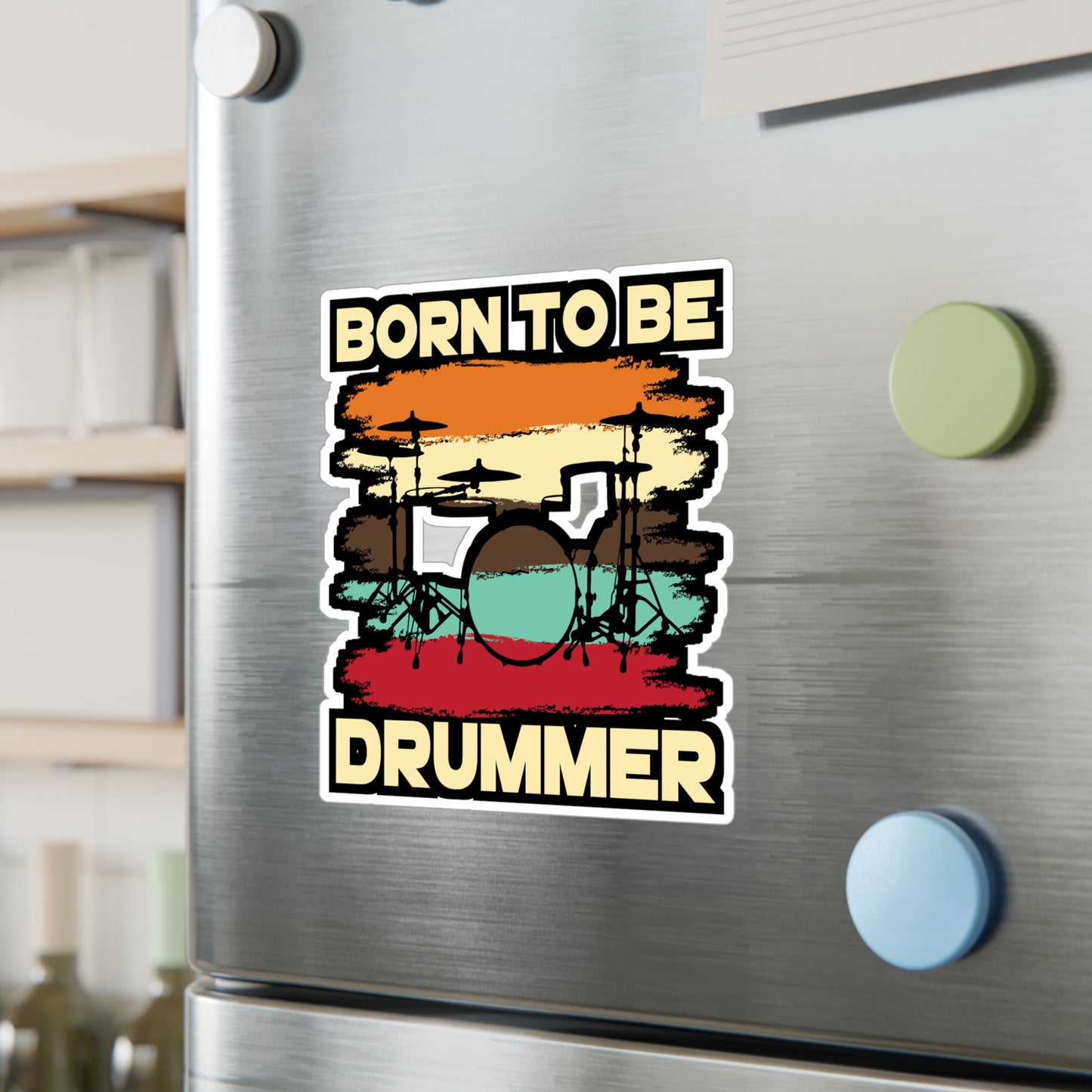 Born To Be Drummer - Drums Sticker for Car Window Laptop Sticker. Water Bottle Sticker, Vinyl Drummer Decal, Drum kit Sticker - Drums Gift