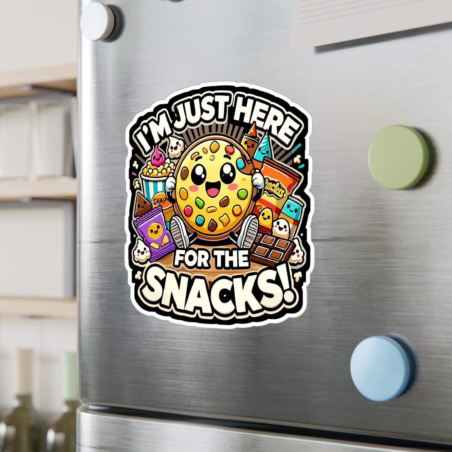 I'm Just Here for the Snacks - Snack lover Sticker for Laptop Sticker. Water Bottle Sticker, Vinyl Food humor Decal - Snack lover Gift