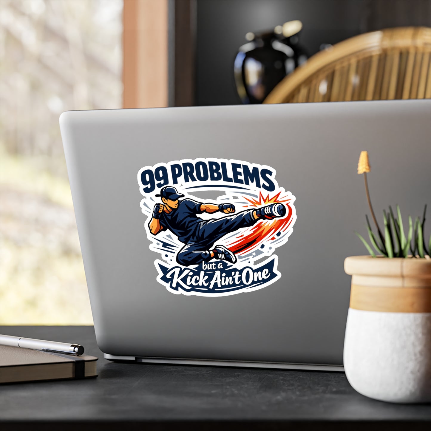 Krav Maga Sticker “99 Problems but a Kick Ain’t One” Funny Martial Arts Decals, Waterproof Vinyl for Laptop, Water Bottle, Self Defense Fitness Design
