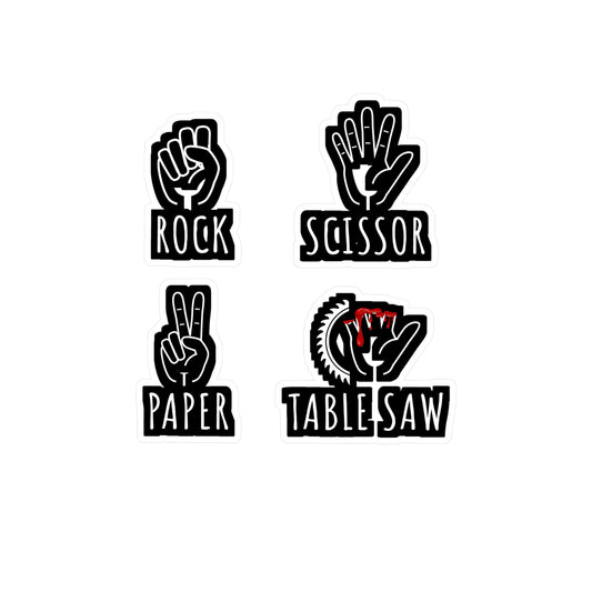 Rock Paper Scissor Table Saw - Carpenter Sticker for Laptop Sticker. Water Bottle Sticker, Vinyl Woodworker Decal - Carpenter Gift