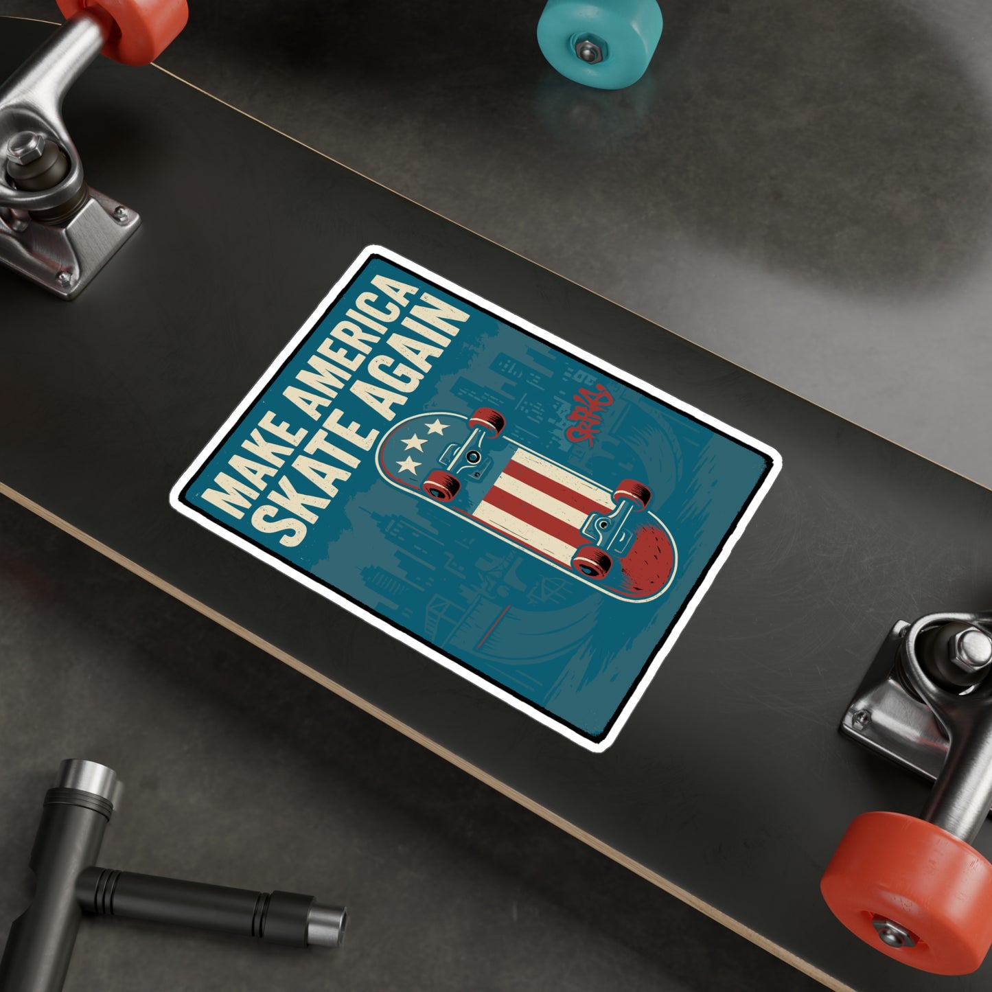 Make America Skate Again - Skateboarding Sticker for Laptop, Water Bottle, Teens & Skater Gifts