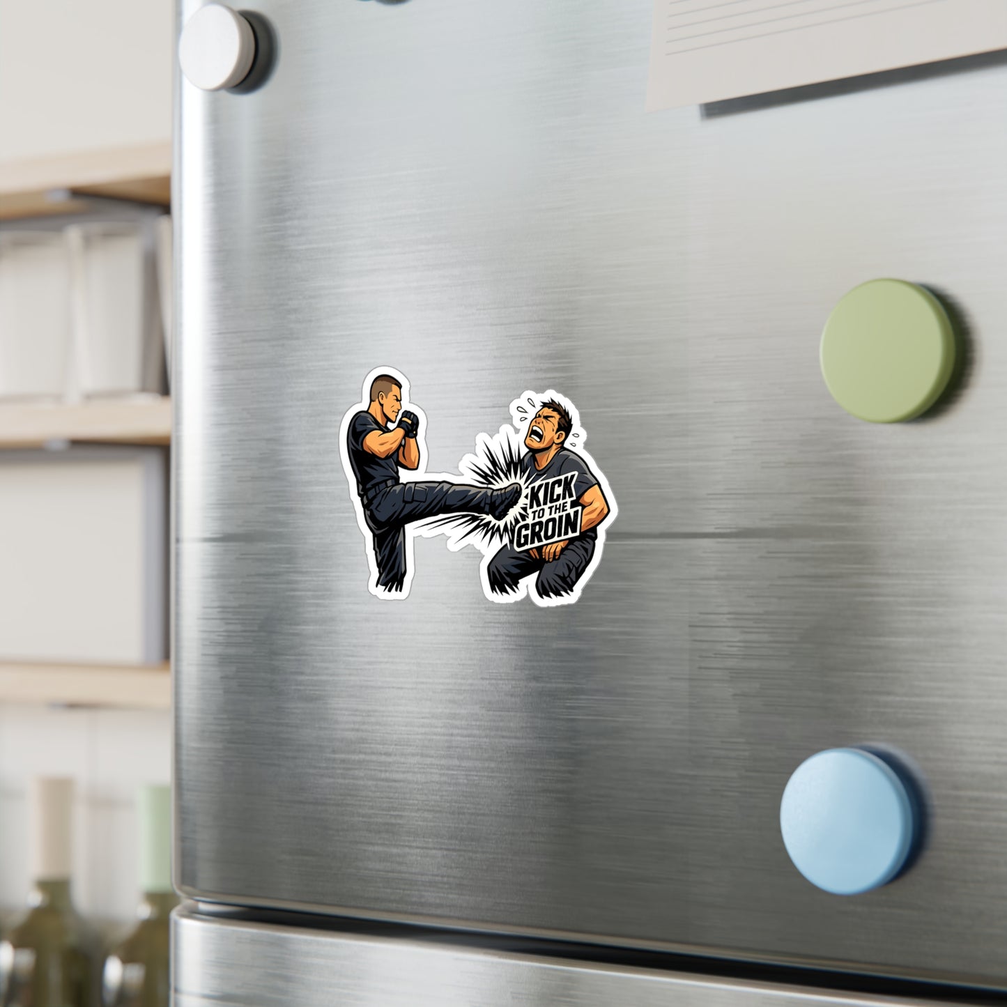 Krav Maga Sticker Kick to the Groin Design – Waterproof Vinyl sticker decals for Laptop, Water Bottle, Martial Arts Self Defense Fitness