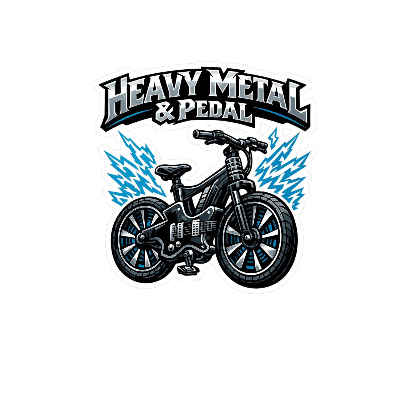 E-Bike Sticker Heavy Metal & Pedal Design, Waterproof Vinyl Decals for Electric Bike, Laptop or Water Bottle, eCycling e Cyclist Gift