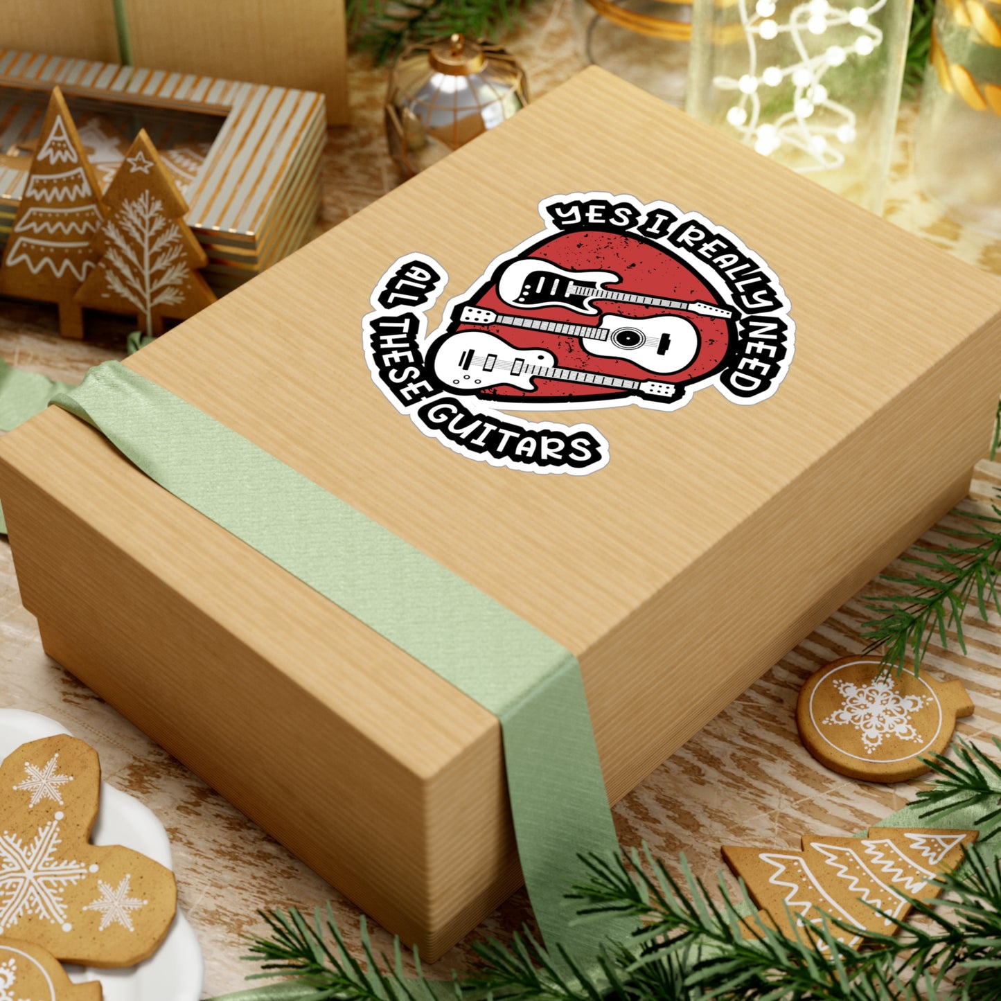 I Need All These Guitars | Guitar Sticker | Music Decals | Acoustic Laptop Sticker | Guitar Gift | Music Gift