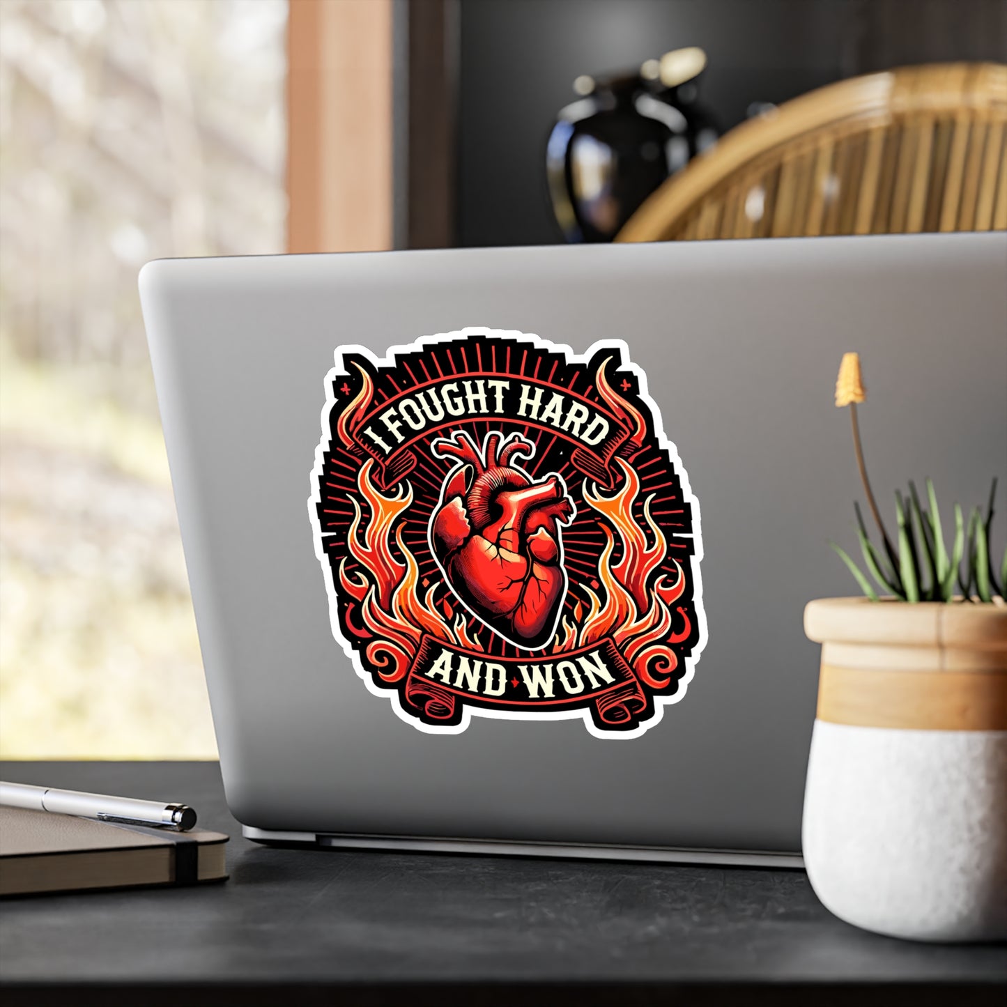 I Fought Hard And Won - Survivor Sticker for Laptop Sticker. Water Bottle Sticker, Vinyl Fighter Decal - Survivor Gift