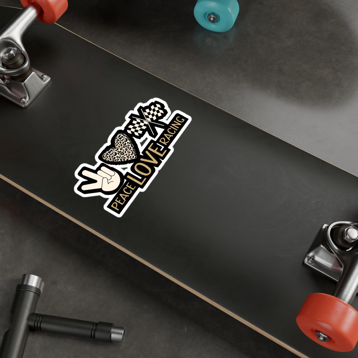 Peace Love Racing - Car-racing Sticker for Laptop Sticker. Water Bottle Sticker, Vinyl Skid Decal - Car-racing Gift