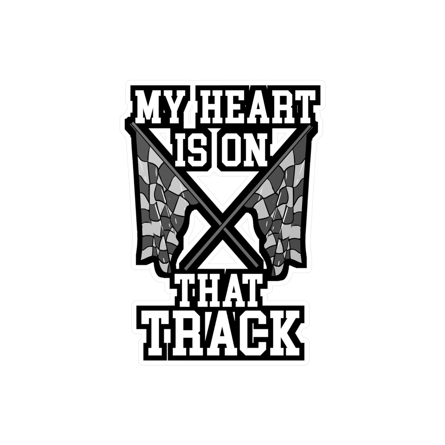 My Heart Is On That Track - Cone Sticker for Laptop Sticker. Water Bottle Sticker, Vinyl Car-racing Decal - Cone Gift