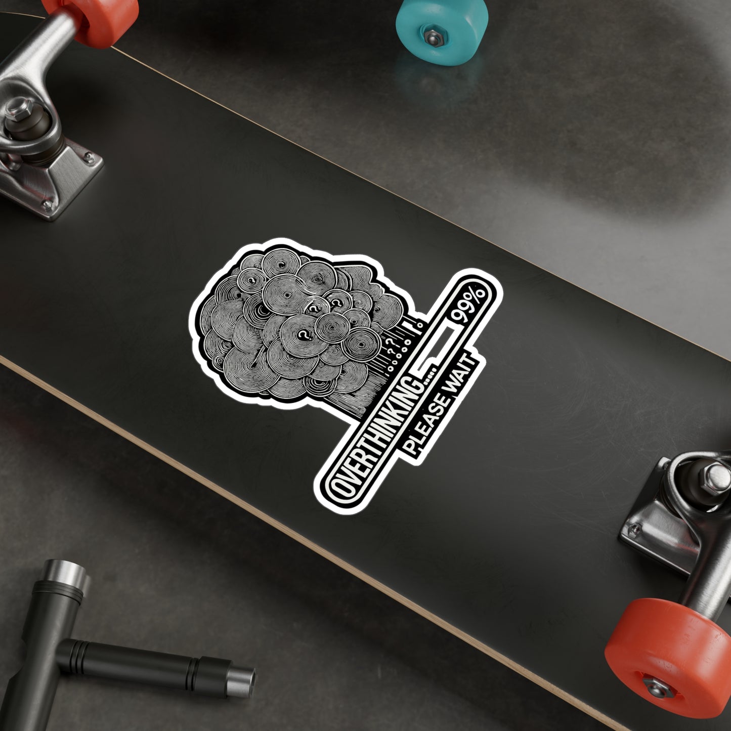 Overthinking Please Wait – Anxiety Sticker for Laptop or Water Bottle | Vinyl Mental Health Decal, Panic Gift Idea