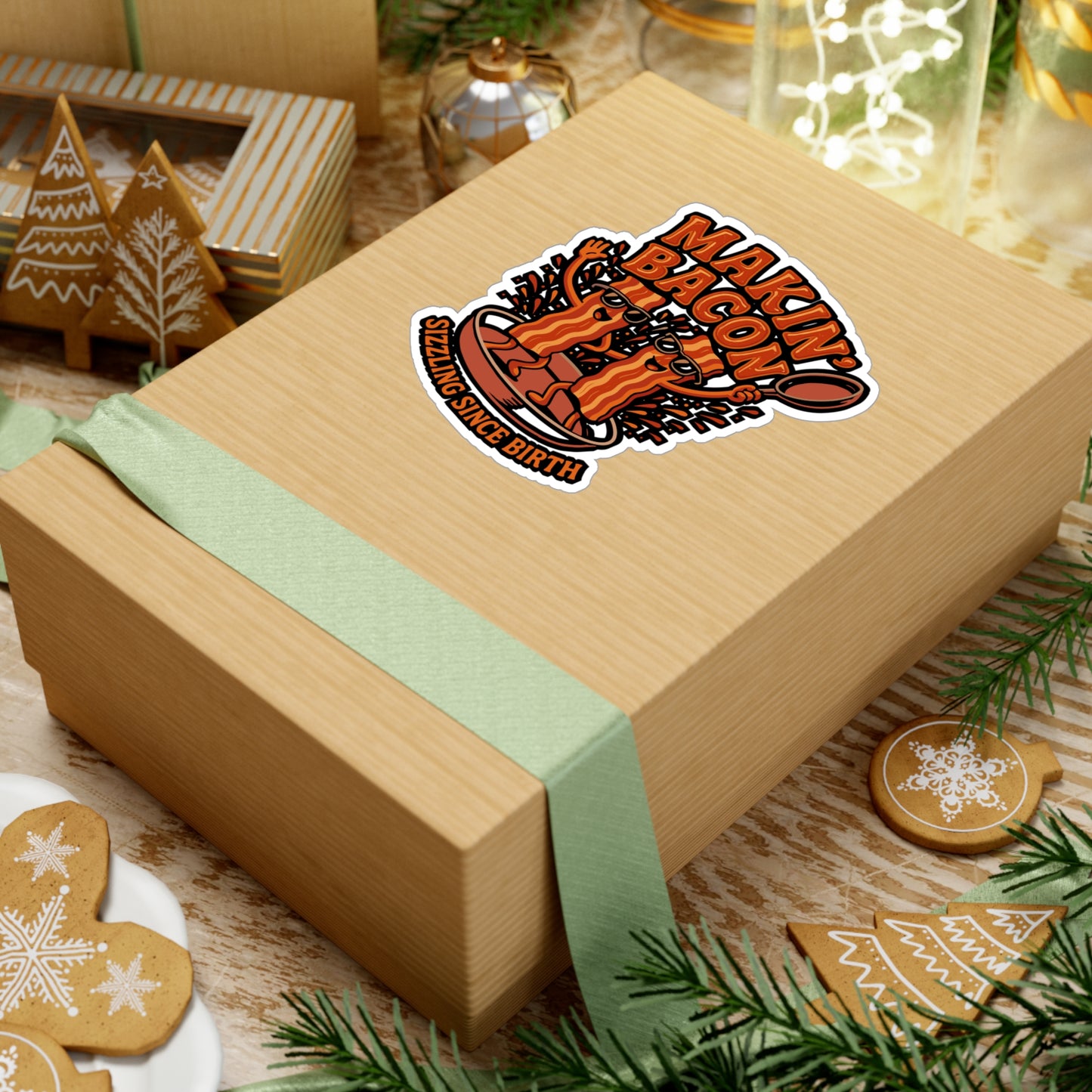 Makin' Bacon - Bacon Sticker for Laptop, Water Bottle - Funny Gift for Food Lovers, BBQ Fans, Men & Women