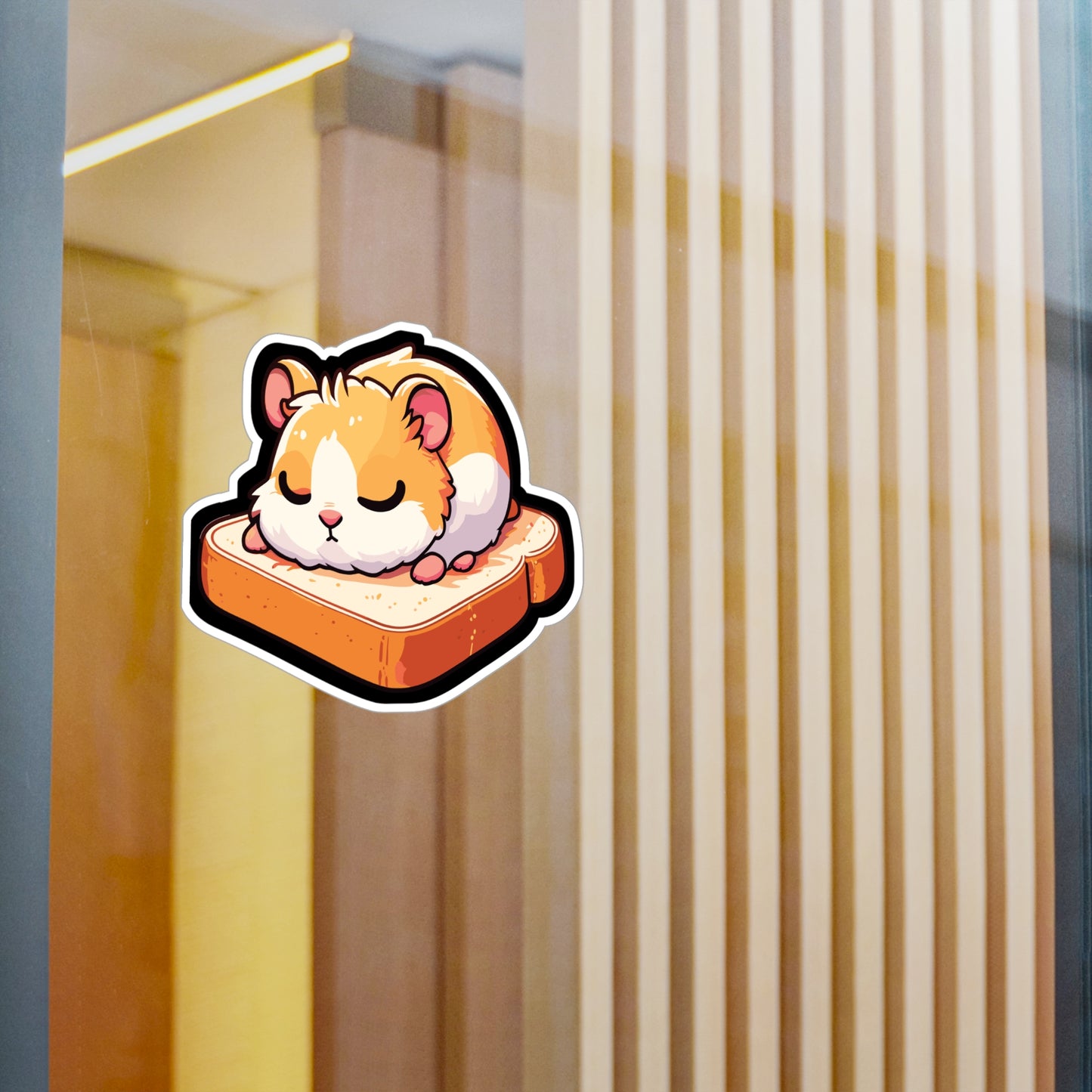 Hamster Sleeping on Toast - Hamster Sticker for Laptop Sticker. Water Bottle Sticker, Vinyl Toast Decal - Hamster Gift