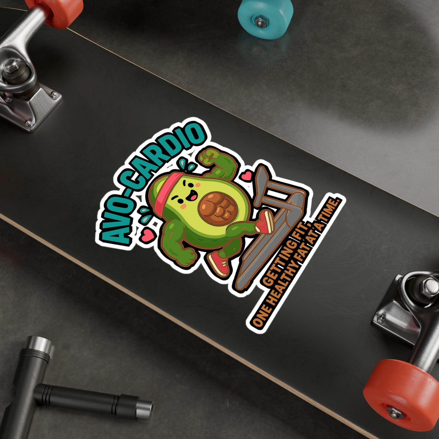 Avo-Cardio - gym avocado Sticker for Water Bottle, Laptop - Funny Fitness Gift for Workout Lovers, Gym Enthusiasts