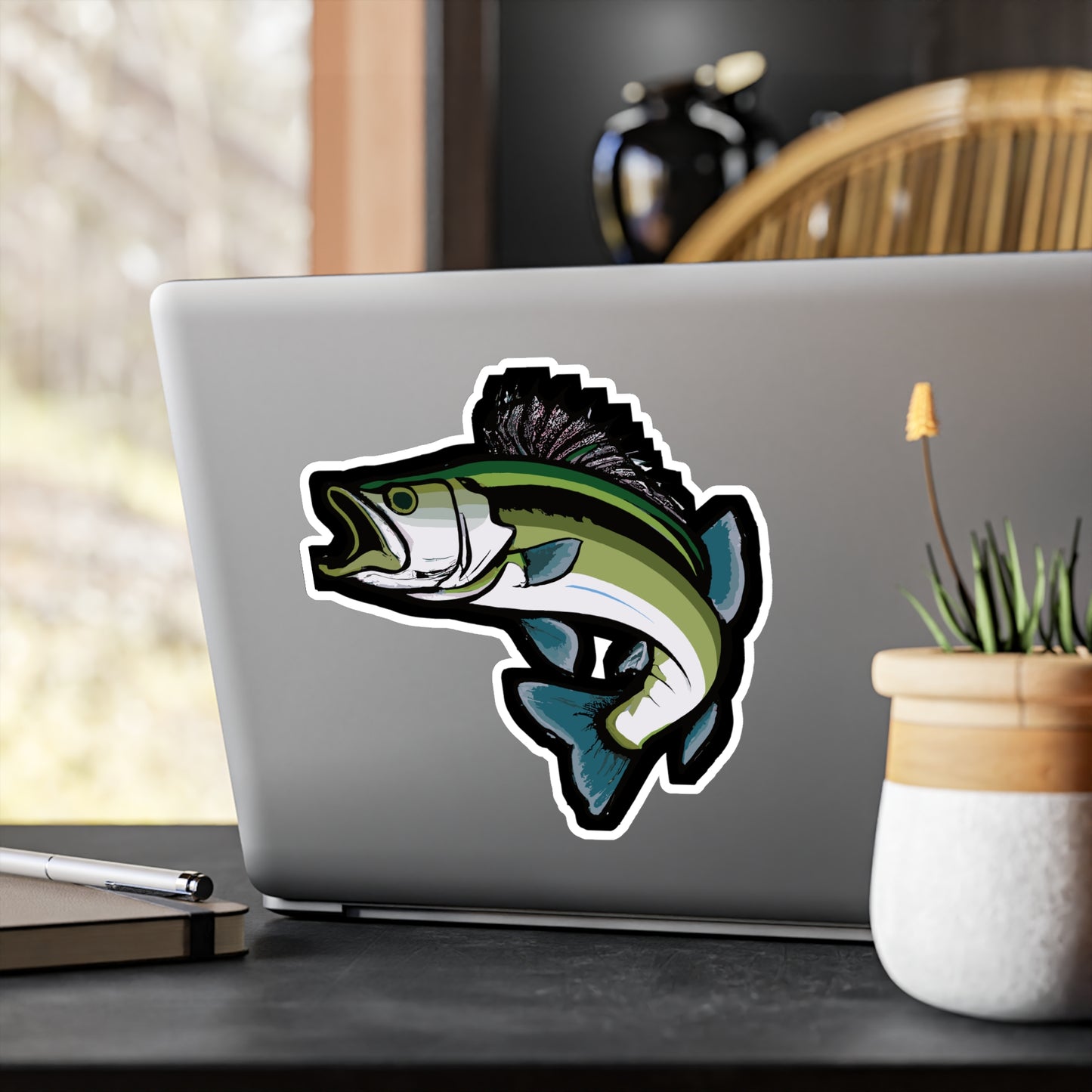 Jumping Bass Fish - Bass Sticker for Car Window Laptop Sticker. Water Bottle Sticker, Vinyl Fishing Decal, Aquatic Sticker - Bass Gift