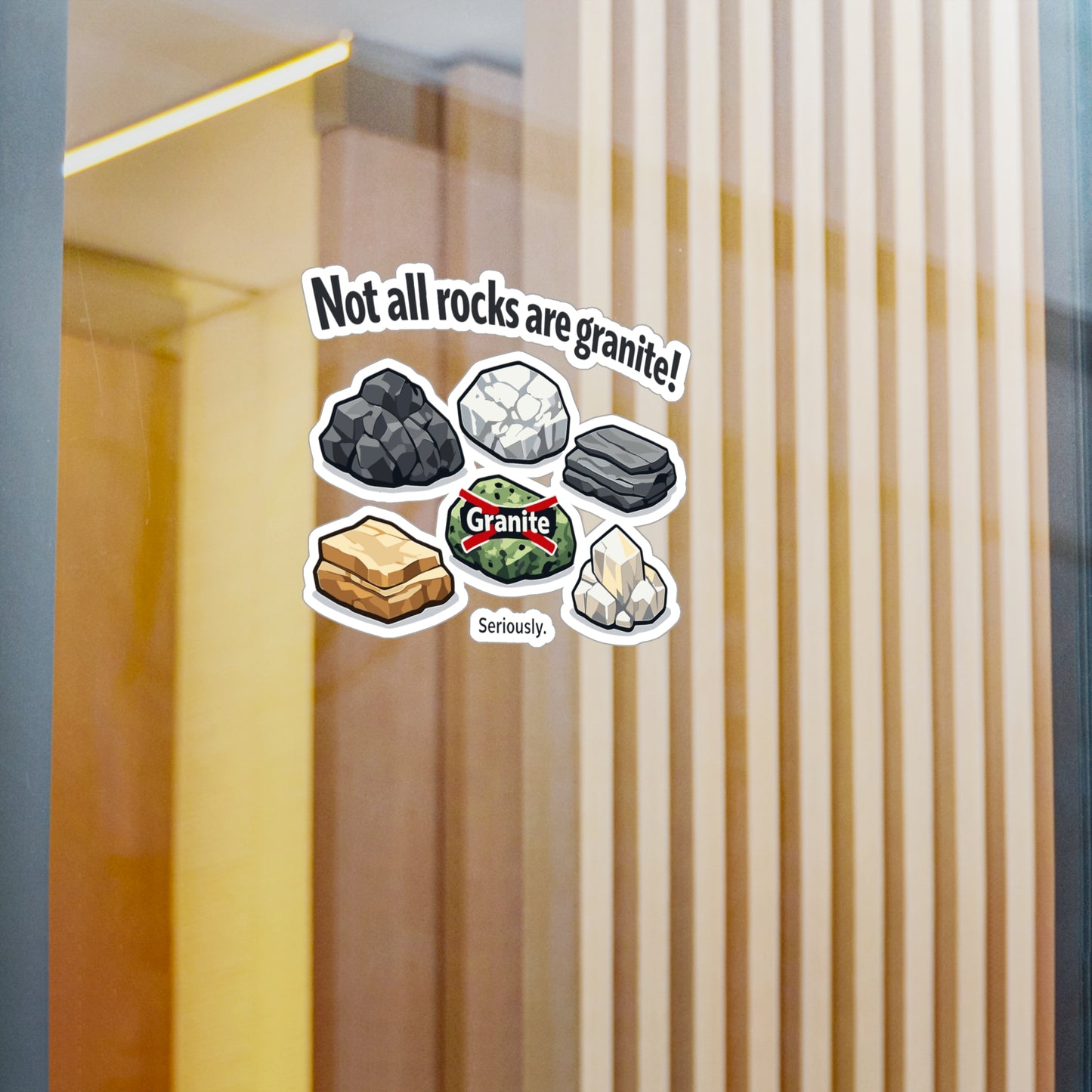 Geologie Sticker "Not All Rocks Are Granite!" Funny Geology Decals Waterproof Vinyl for Laptop, Water Bottle Mineral Tectonics Theme