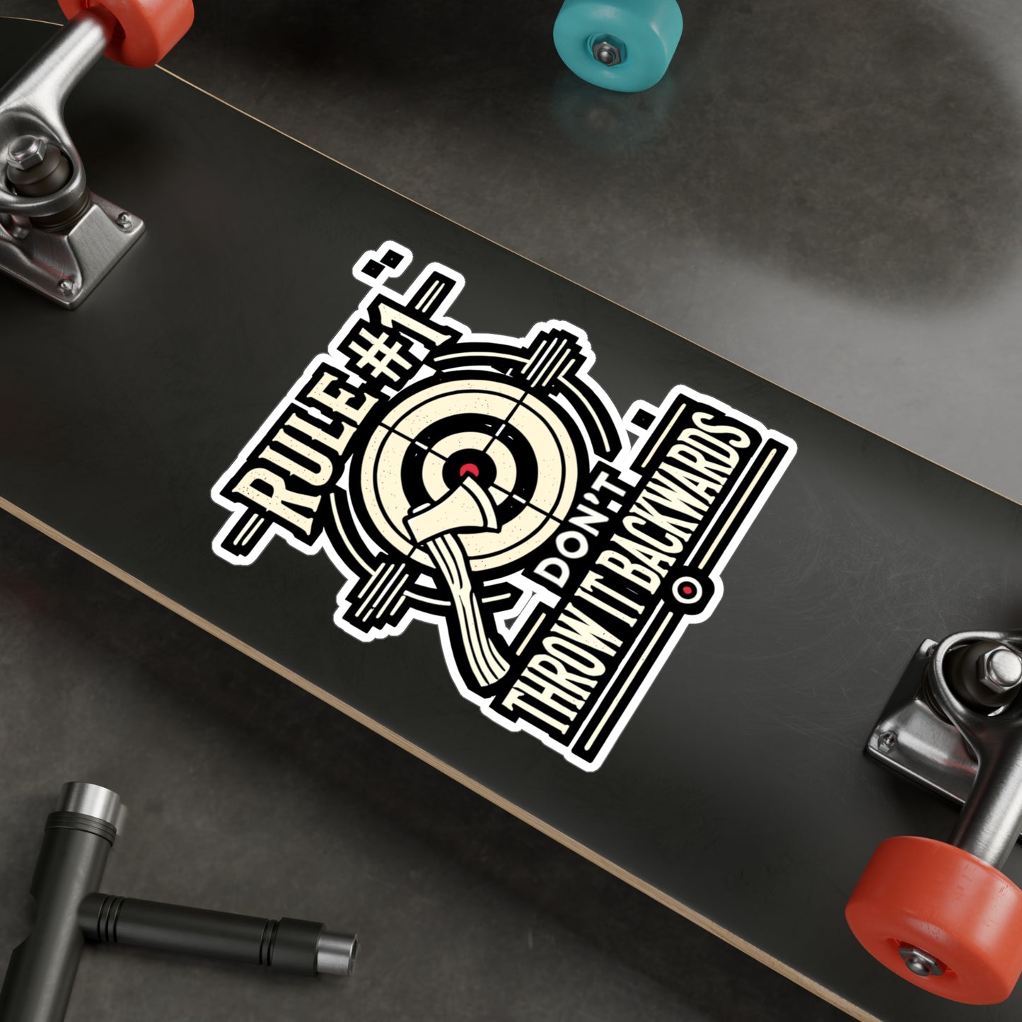 Rule #1  Don't Throw It Backwards - Axe-throwing Sticker for Laptop Sticker. Water Bottle Sticker, Vinyl Knife Decal - Axe-throwing Gift