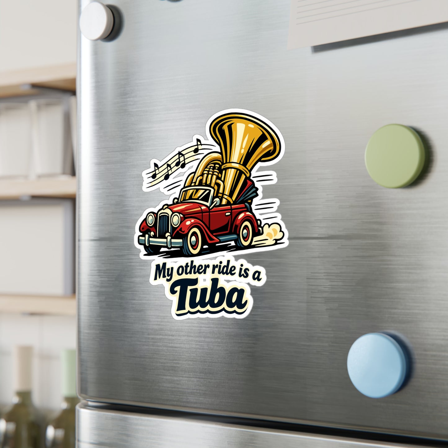 Marching Band Sticker My other ride is a Tuba – Waterproof Vinyl decals for Laptop or Water Bottle, drummer band director mellophone