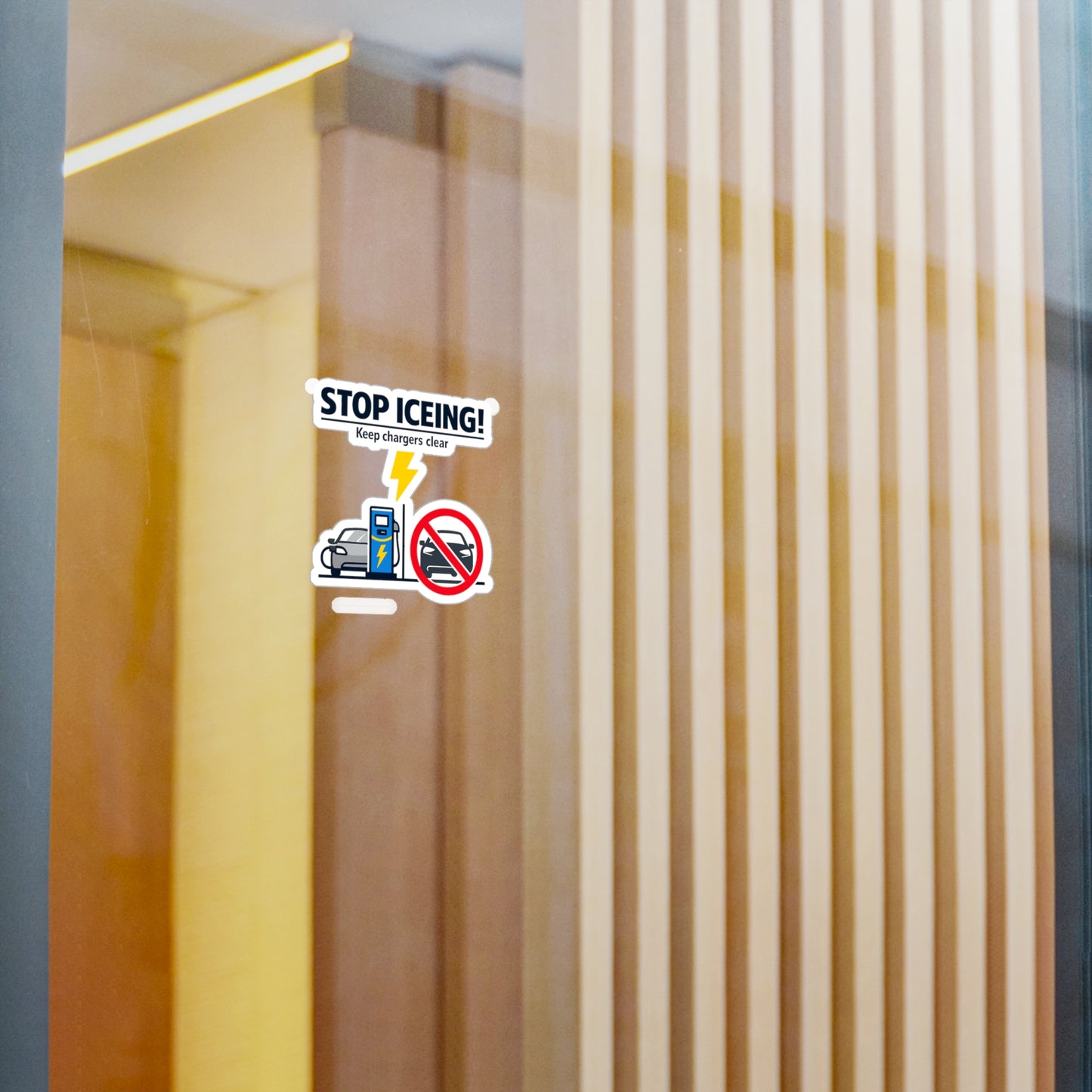 Electric Car Sticker "Stop ICEing!" Waterproof Vinyl sticker decals for electric vehicle, rechargeable battery, Laptop, Water Bottle