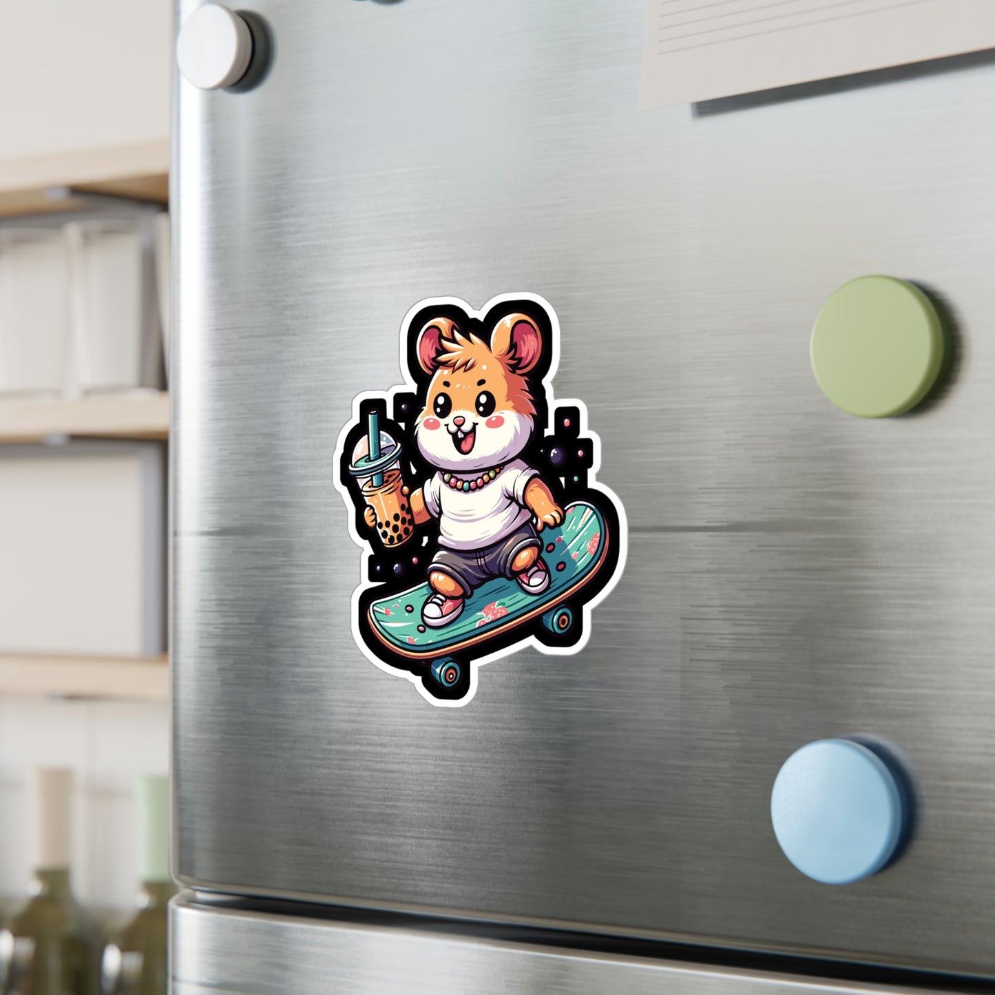 Skateboard Hamster - Hamster Sticker for Laptop Sticker. Water Bottle Sticker, Vinyl Skateboard Decal - Hamster Gift