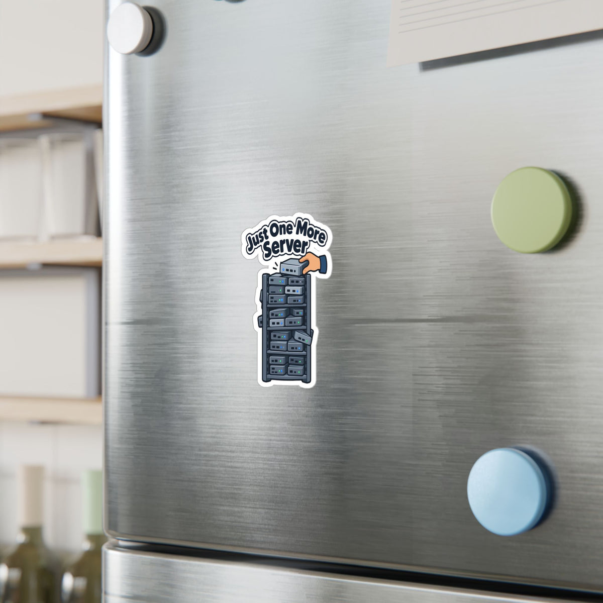 Server Sticker with Just One More Server Design – Decals for Rack Cabinets and Mini PCs