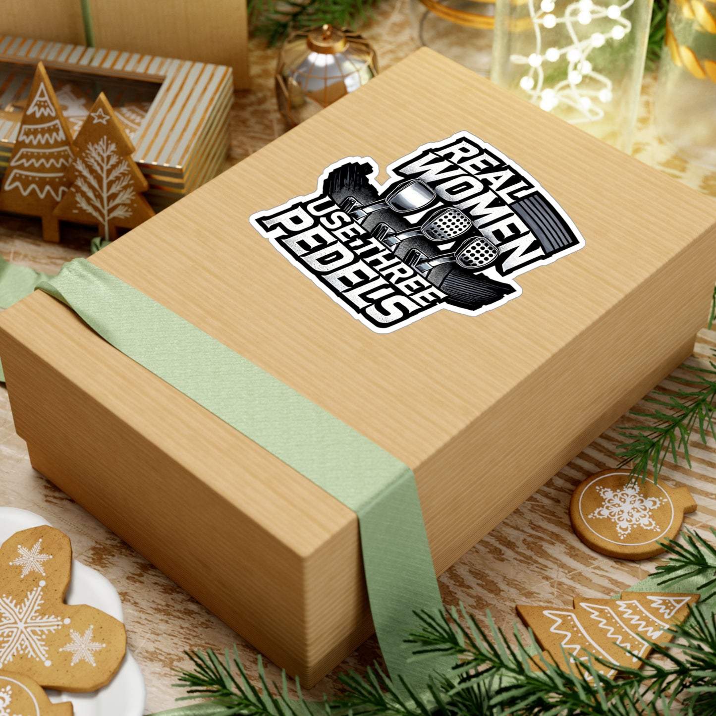 Real Women Use Three Pedals - Manual driving Sticker for Laptop Sticker. Water Bottle Sticker, Vinyl Women Decal - Manual driving Gift