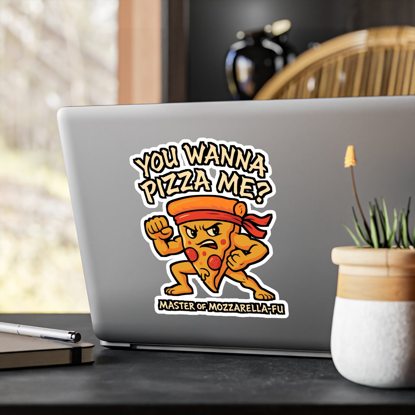 You Wanna Pizza Me? – Funny Pizza Sticker for Laptop, Car Window & Water Bottle | Vinyl Martial Arts Decal, Taekwondo Gift