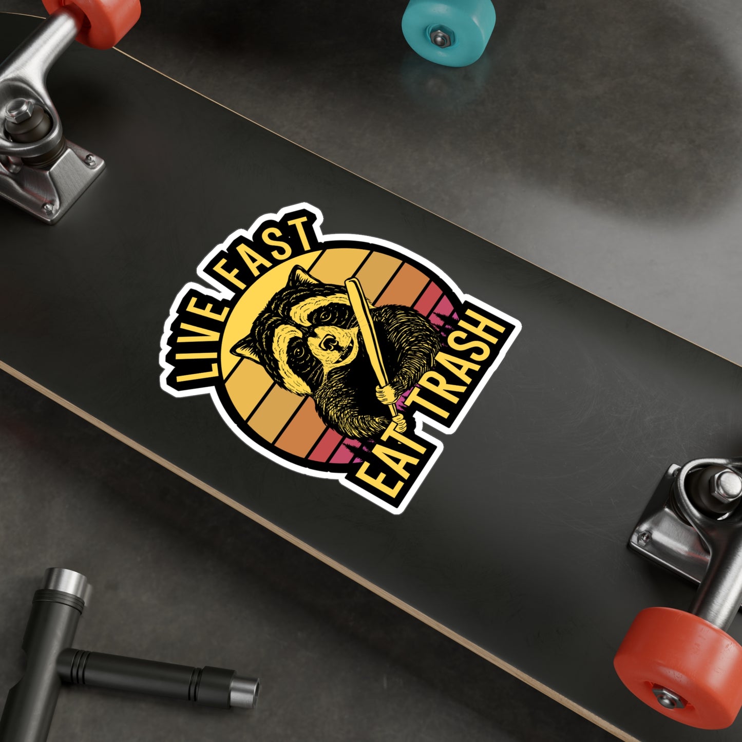 Live Fast Eat Trash - Camping Sticker for Wall, Laptop, Window, Truck, Car Camping Gift Vinyl Camping ground Decal Sticker