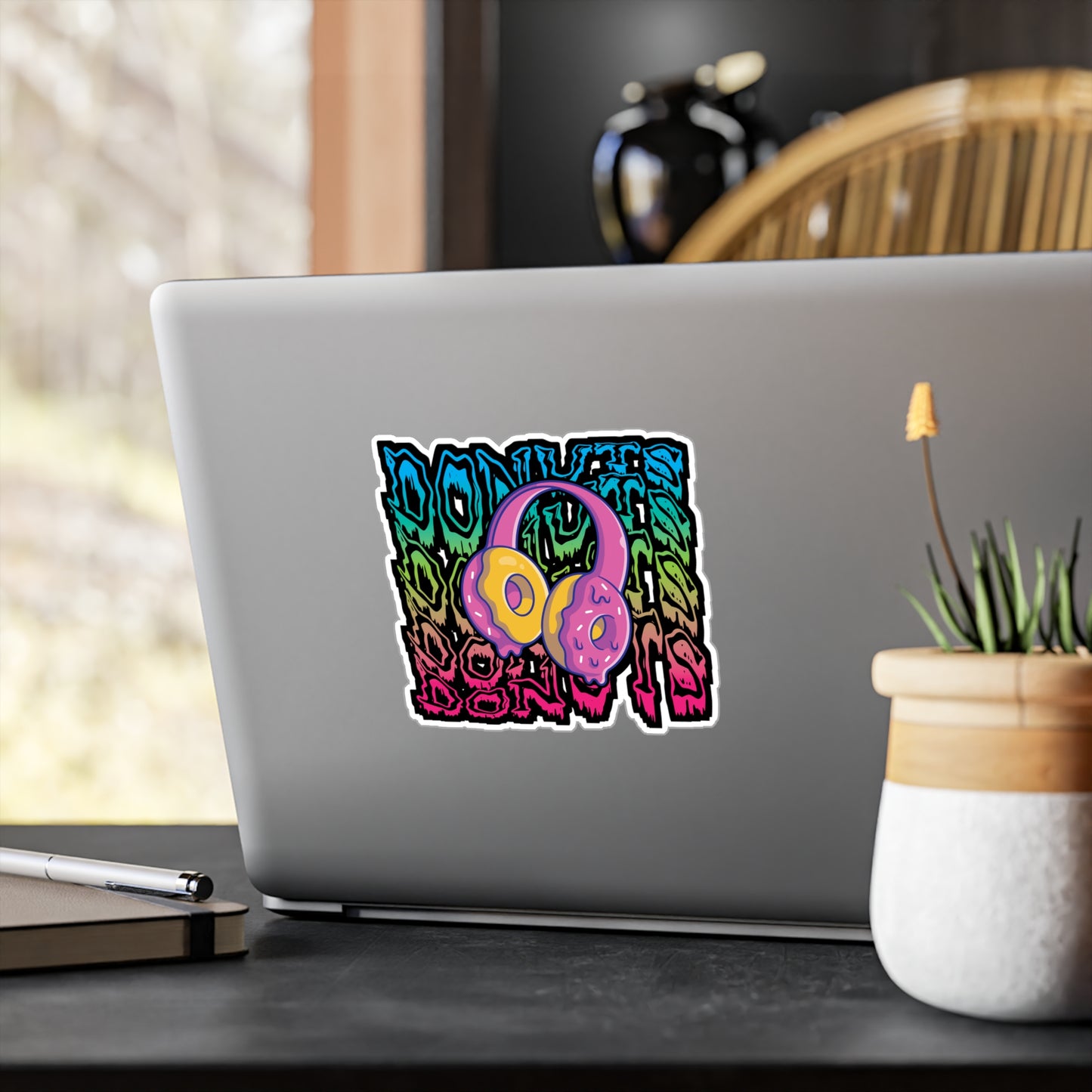 Donuts Headset - Donut Sticker for Car Window Laptop Sticker. Water Bottle Sticker, Vinyl Food Decal, Donuts Sticker - Donut Gift