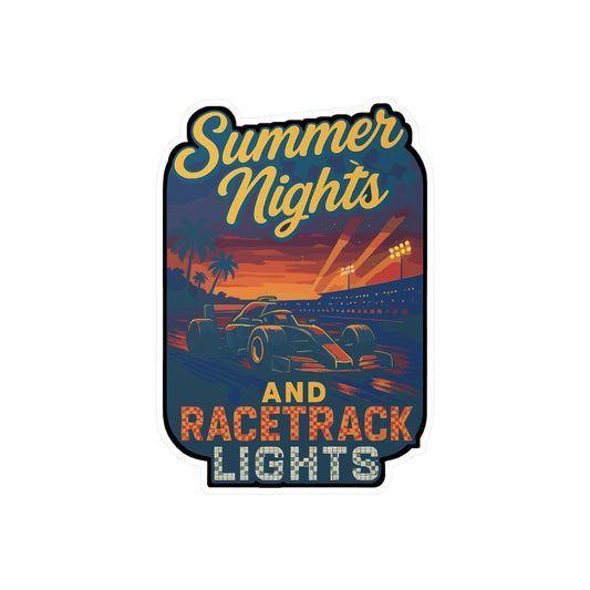 Summer Nights And Racetrack Lights - Racetrack Sticker for Car, Laptop, Water Bottle - Racing Gift for Motorsports Fans