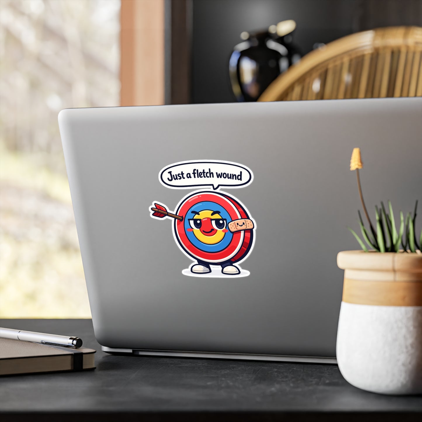 Archery Sticker Just a fletch wound Funny Archer Hunting Shoot Vinyl Waterproof Decals for Laptop Water Bottle