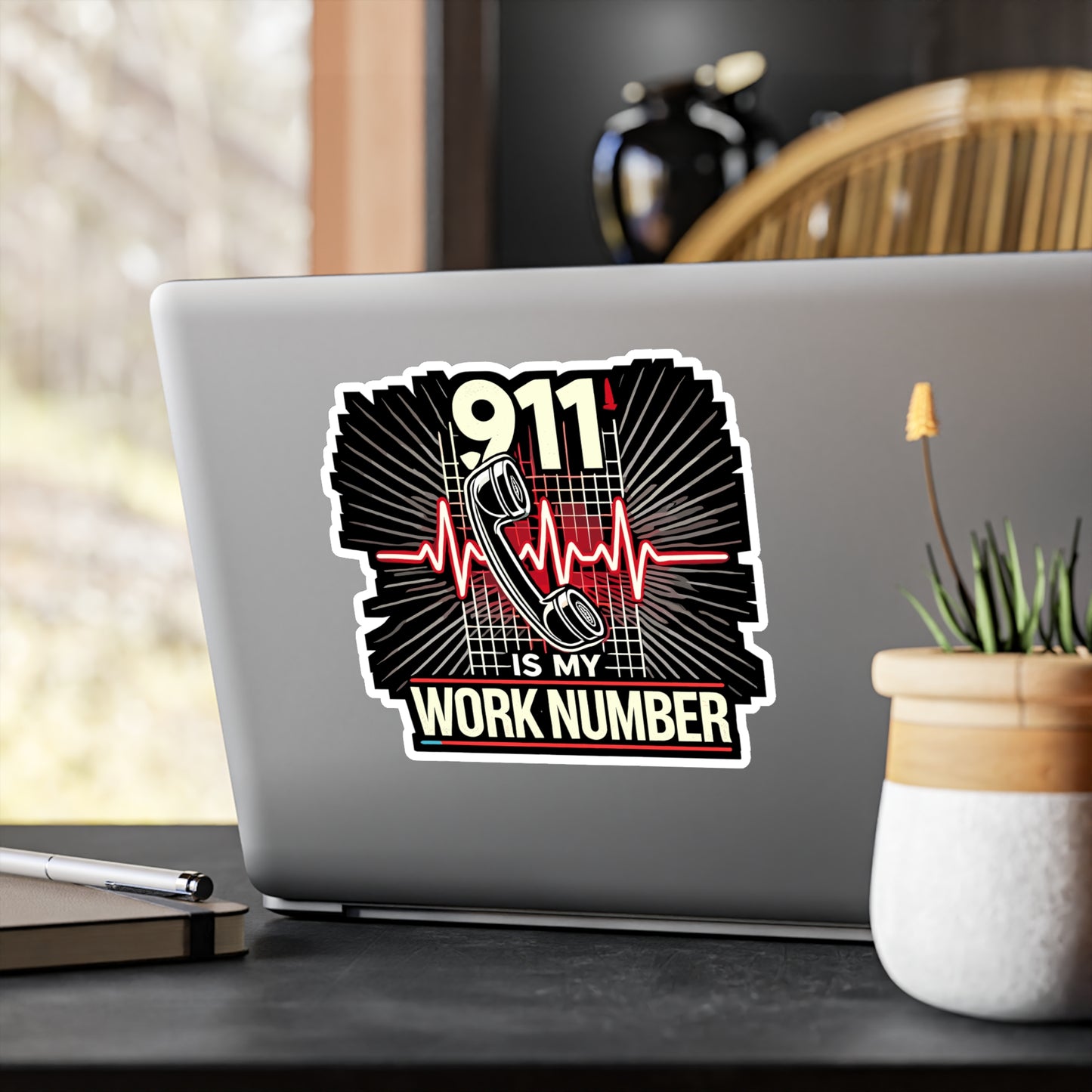 911 Is My Work Number - 911 dispatcher Sticker for Laptop Sticker. Water Bottle Sticker, Vinyl First responder Decal - 911 dispatcher Gift