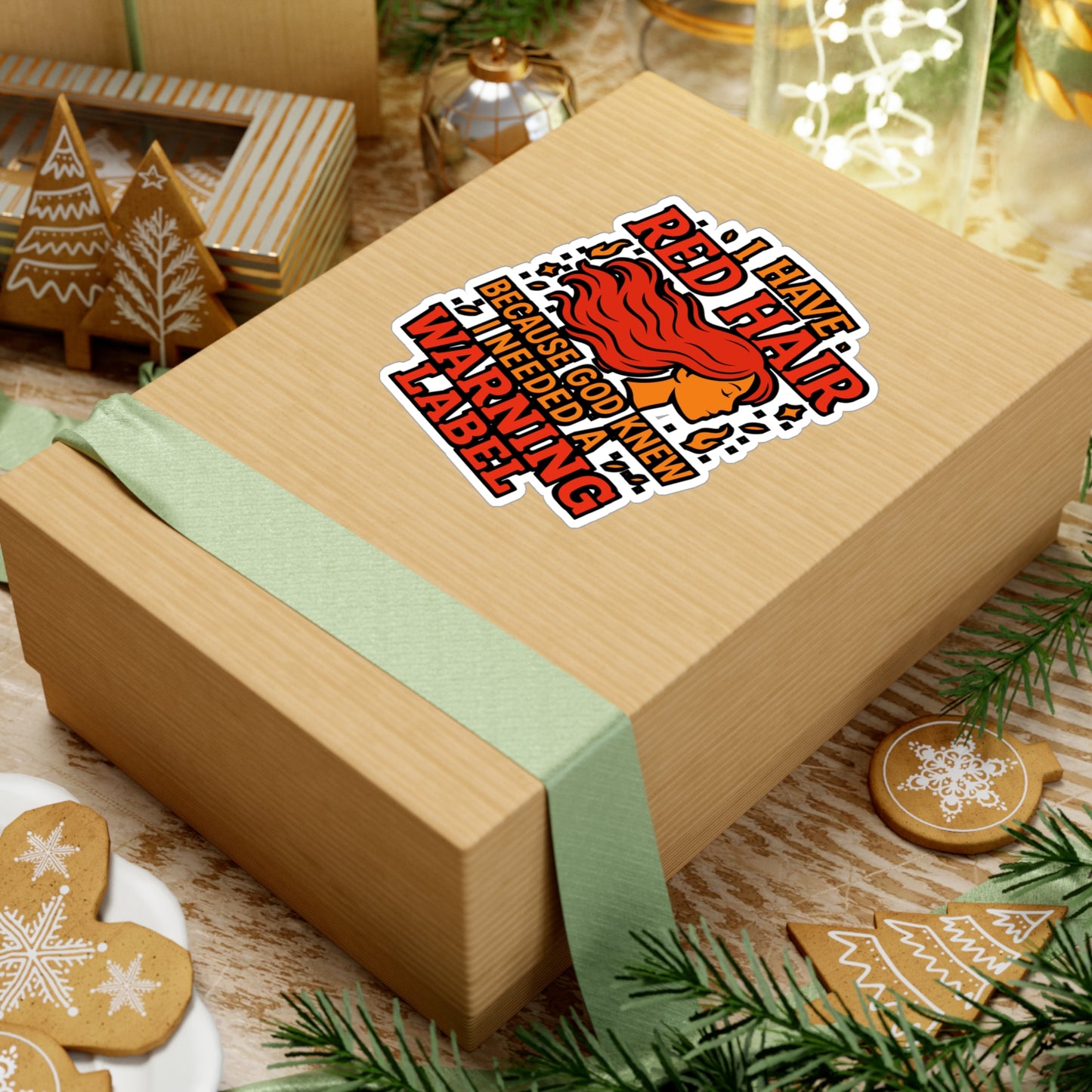 I Have Red Hair Because God Knew I Needed a Warning Label – Funny Redhead Sticker for Laptop or Water Bottle | Ginger Gift Decal