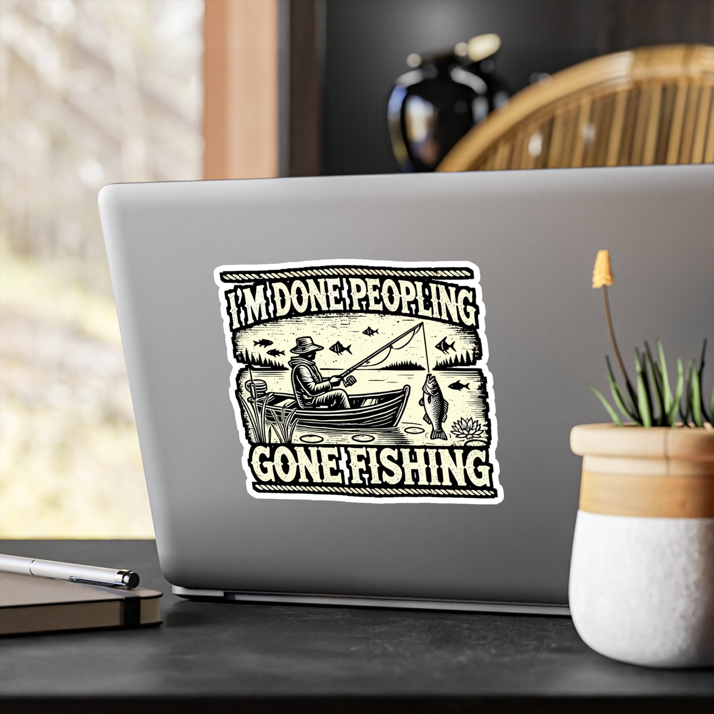 I'm Done Peopling - Fishing Sticker for Car Window Laptop Sticker. Water Bottle Sticker, Vinyl Angling Decal, Lake Sticker - Fishing Gift