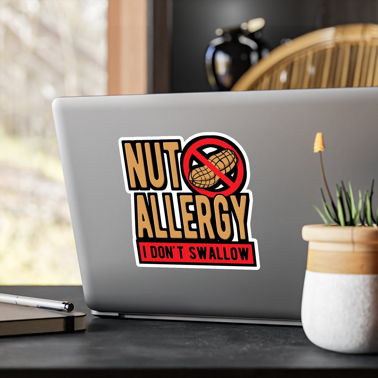 Nut Allergy I Don't Swallow - Peanut Sticker for Laptop Sticker. Water Bottle Sticker, Vinyl Allergy Decal - Peanut Gift