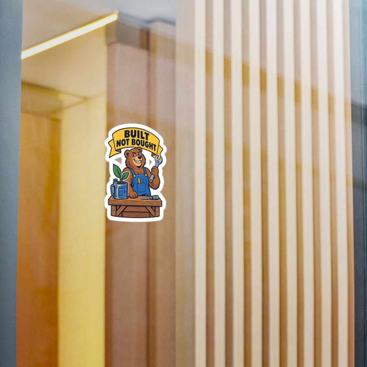 Upcycling Sticker – Built Not Bought Art decals for Laptop and Water Bottle Celebrating Recycling and Sustainability