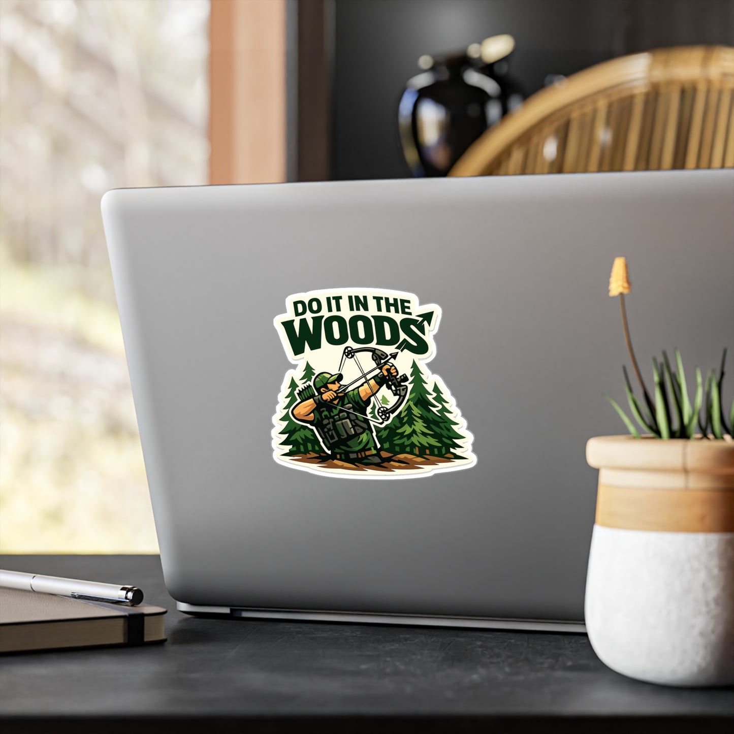 Archery Sticker Do it in the woods Funny Archer Hunting Shoot Design Vinyl Waterproof Decals for Laptop Water Bottle