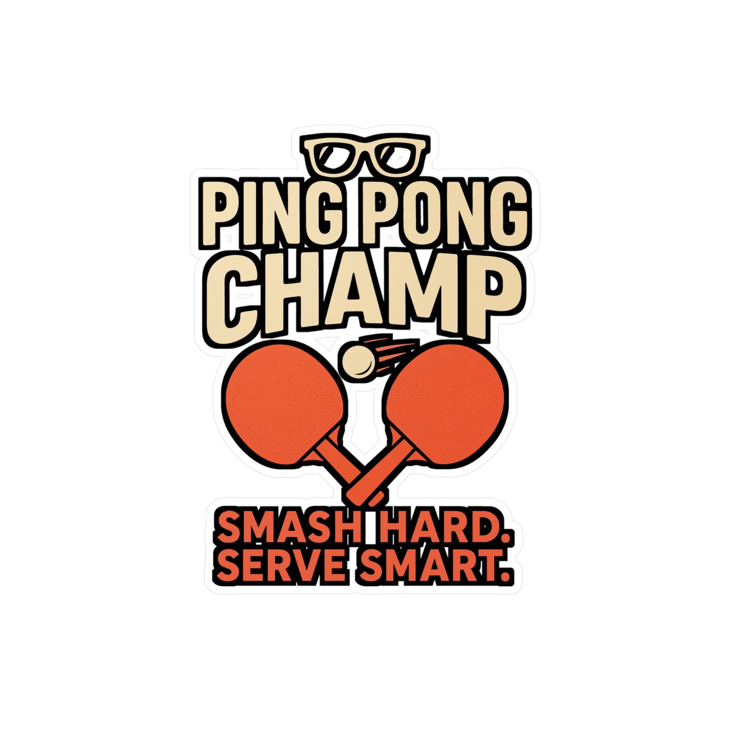 Ping Pong Champ – Vinyl Sticker for Laptop or Water Bottle | Funny Table Tennis Decal & Gift for Players