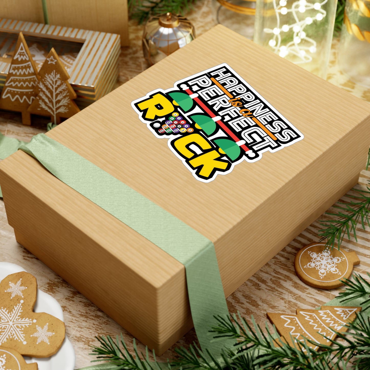 Happiness is a Perfect Rick - Billiards Sticker for Laptop Sticker. Water Bottle Sticker, Vinyl Pool Decal - Billiards Gift