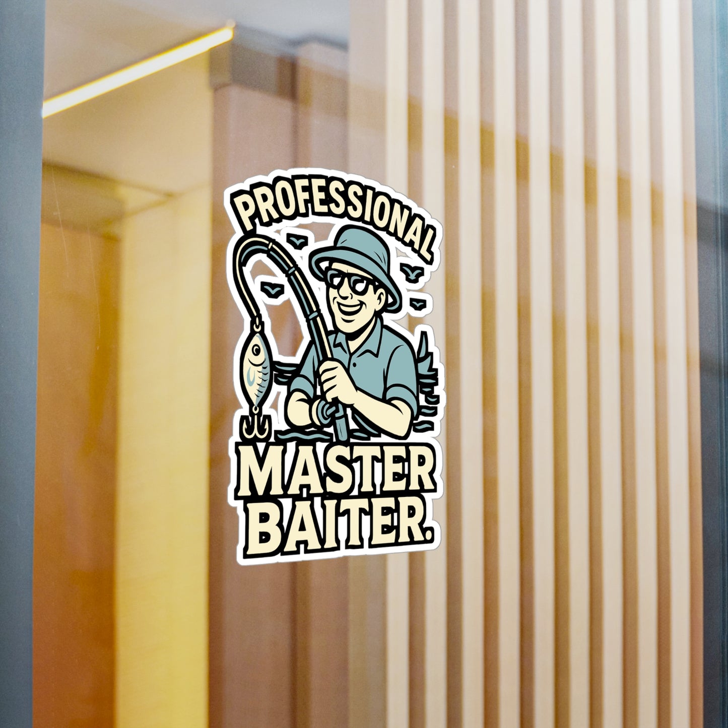 Fishing Sticker – Professional Master Baiter Decals for Angler, Waterproof Vinyl, Funny Angling Gift for Fisherman, Laptop or Water Bottle