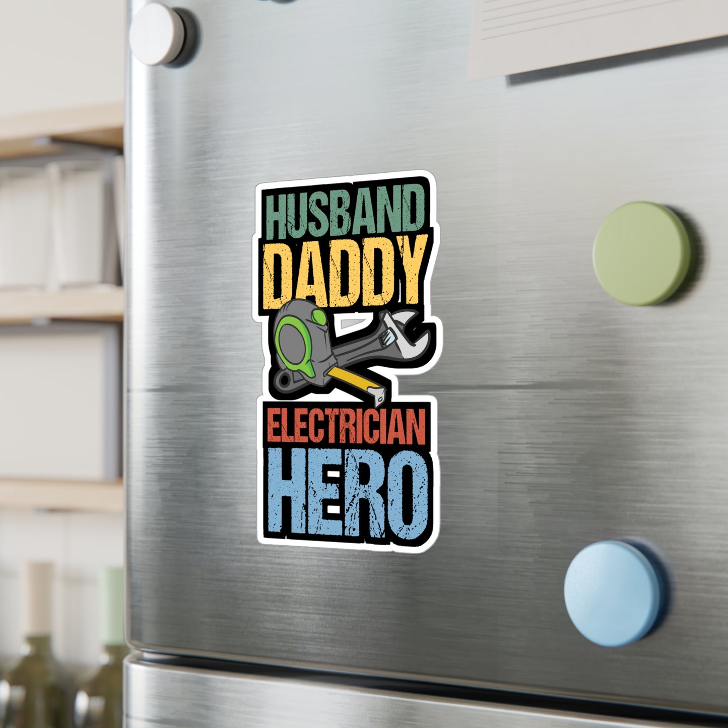 Husband Daddy Electrician Hero - Electrician Sticker for Laptop Sticker. Water Bottle Sticker, Vinyl Stripper Decal - Electrician Gift