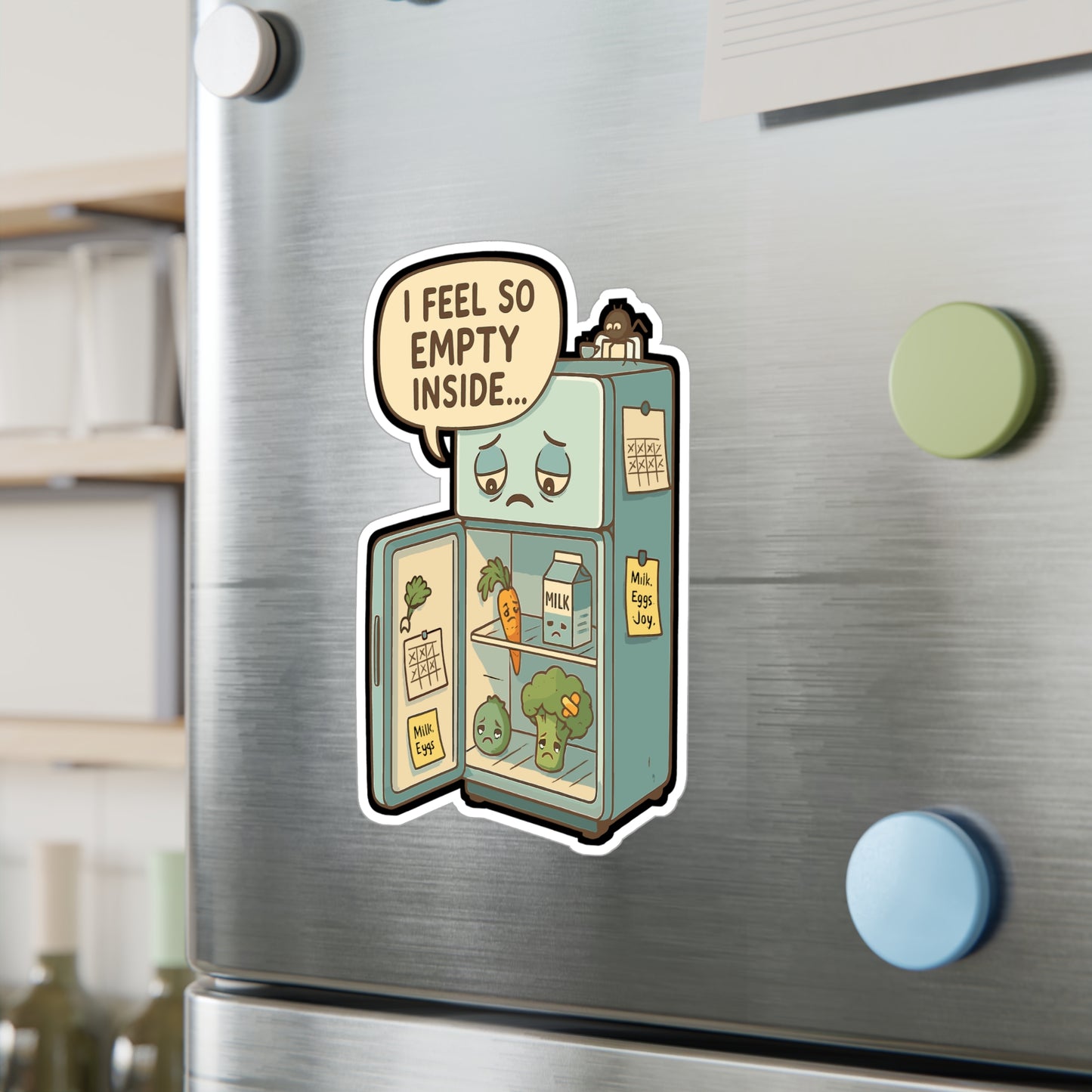 Fridge Sticker "I Feel So Empty Inside" Funny Vegetables Milk Leftovers Vinyl Waterproof Decals for Laptop Water Bottle